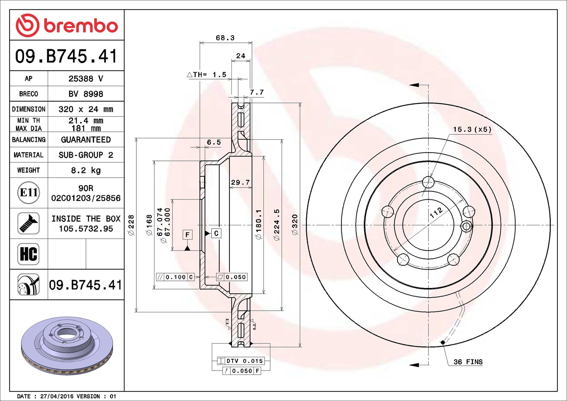 Discofreno - 09.B745.41 BREMBO