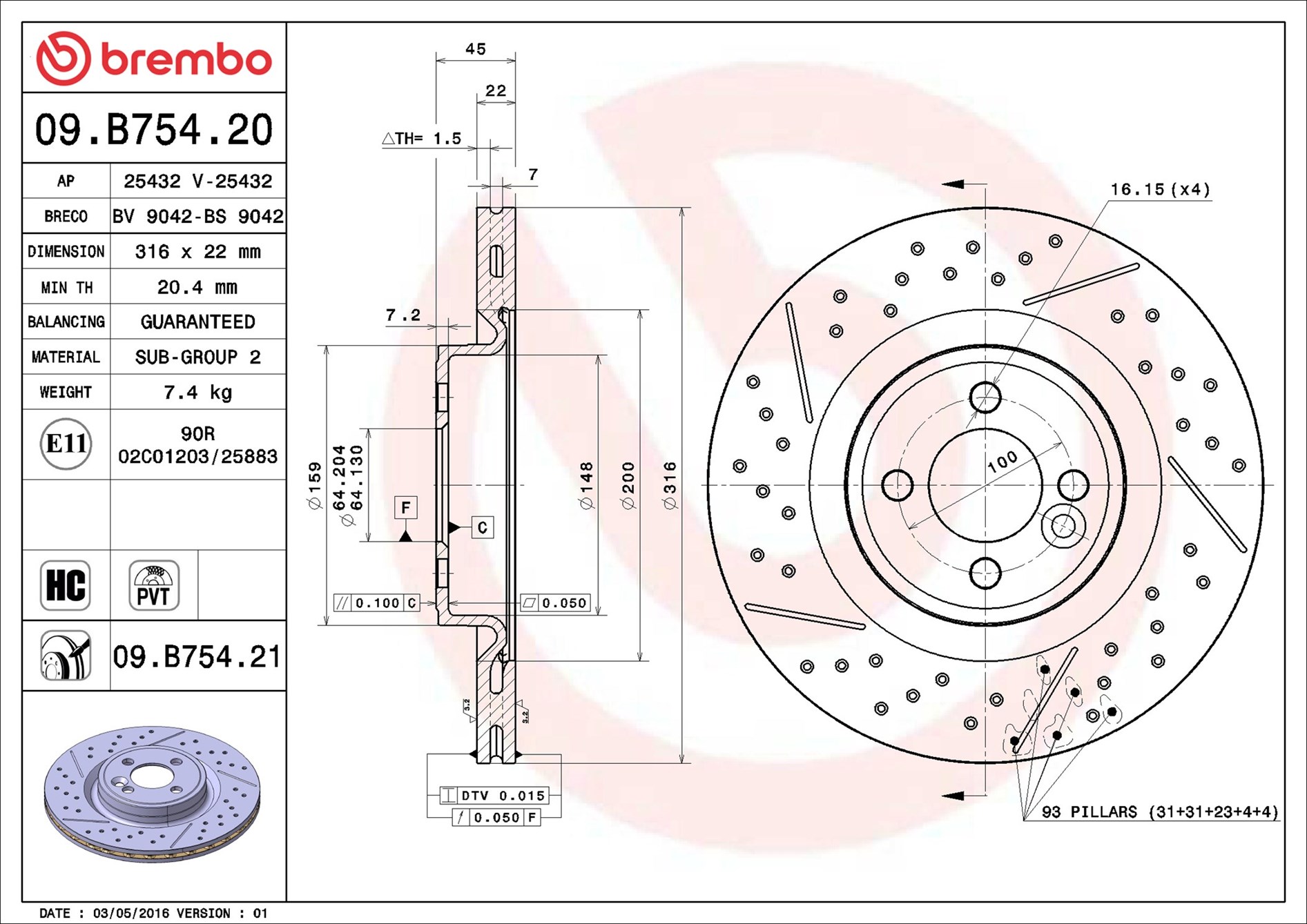 Brake Disc - 09.B754.21 BREMBO