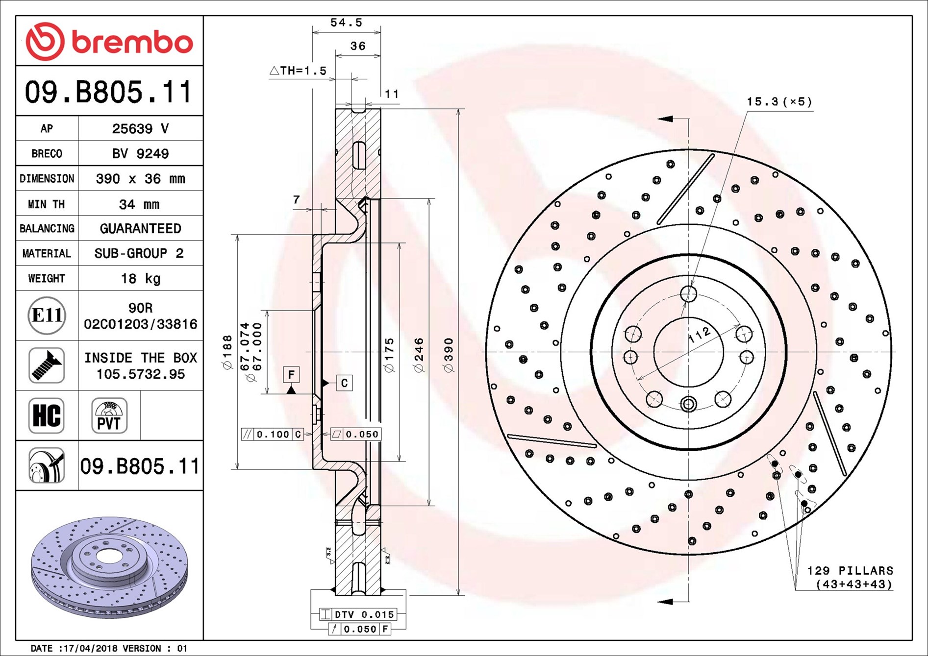 Discofreno - 09.B805.11 BREMBO
