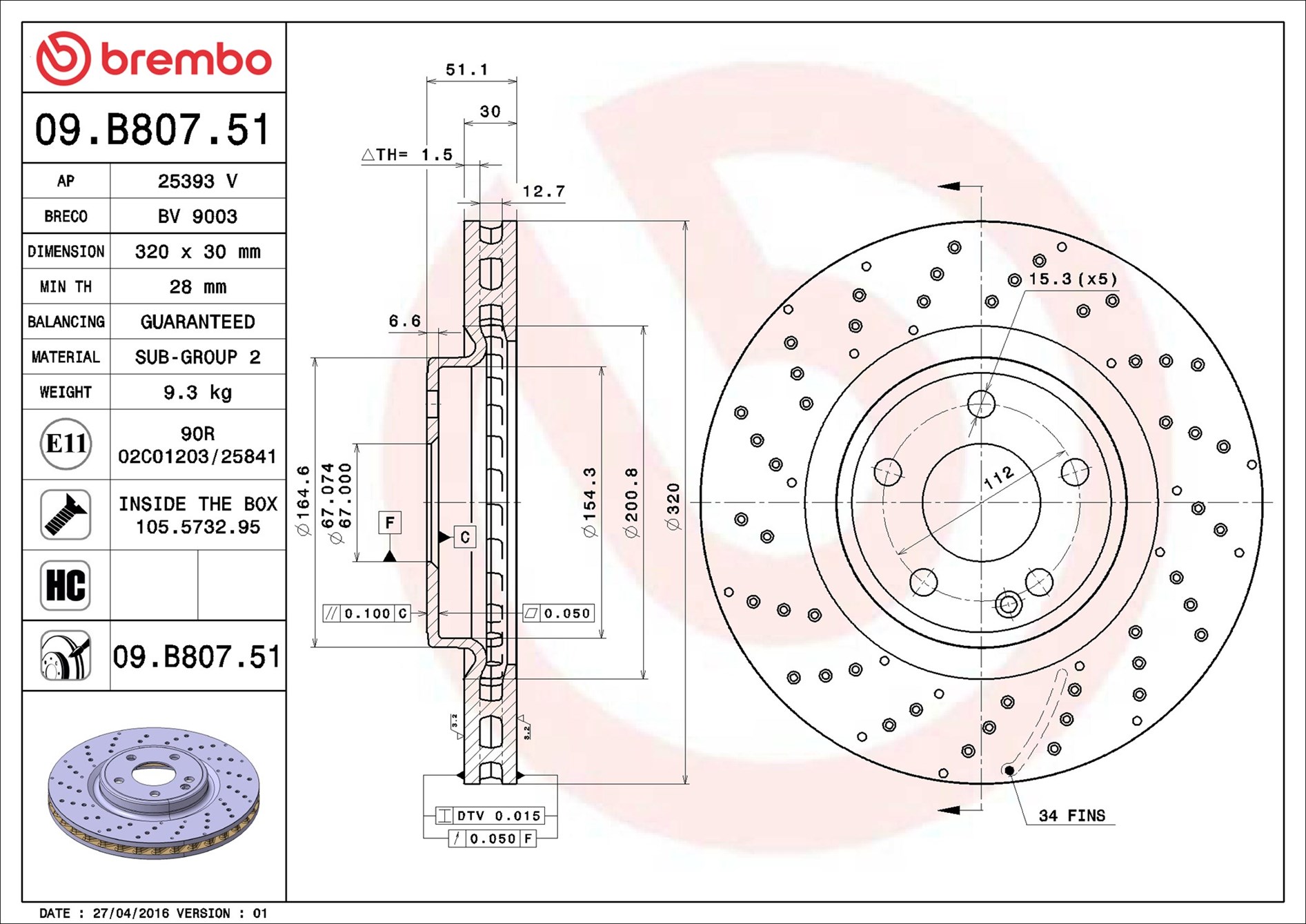 Discofreno - 09.B807.51 BREMBO
