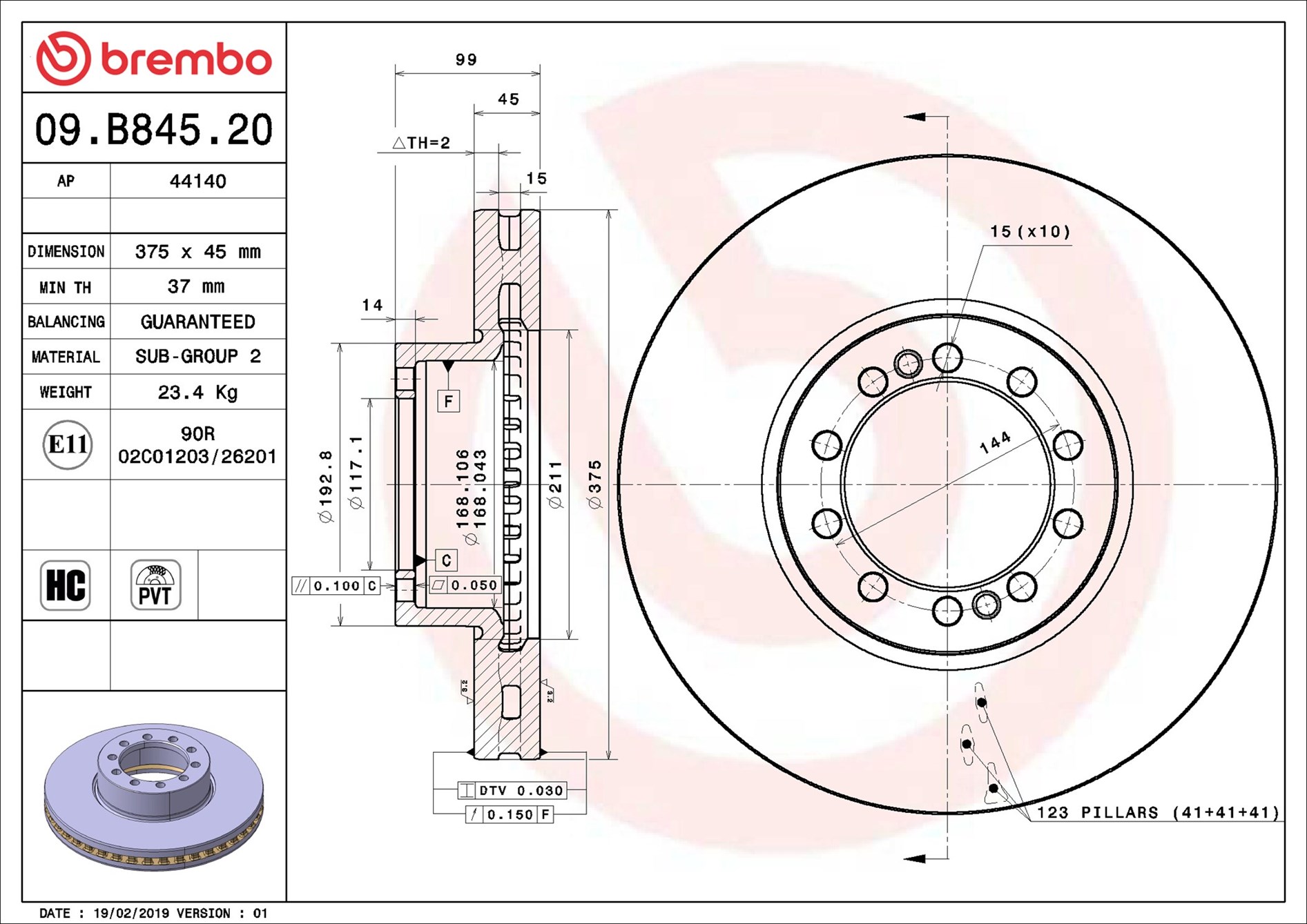Discofreno - 09.B845.20 BREMBO