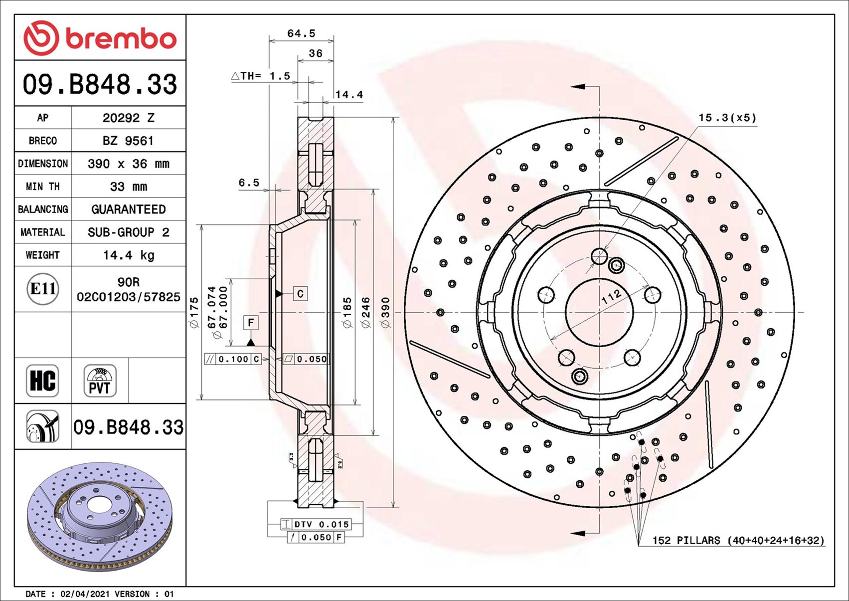 Discofreno - 09.B848.33 BREMBO