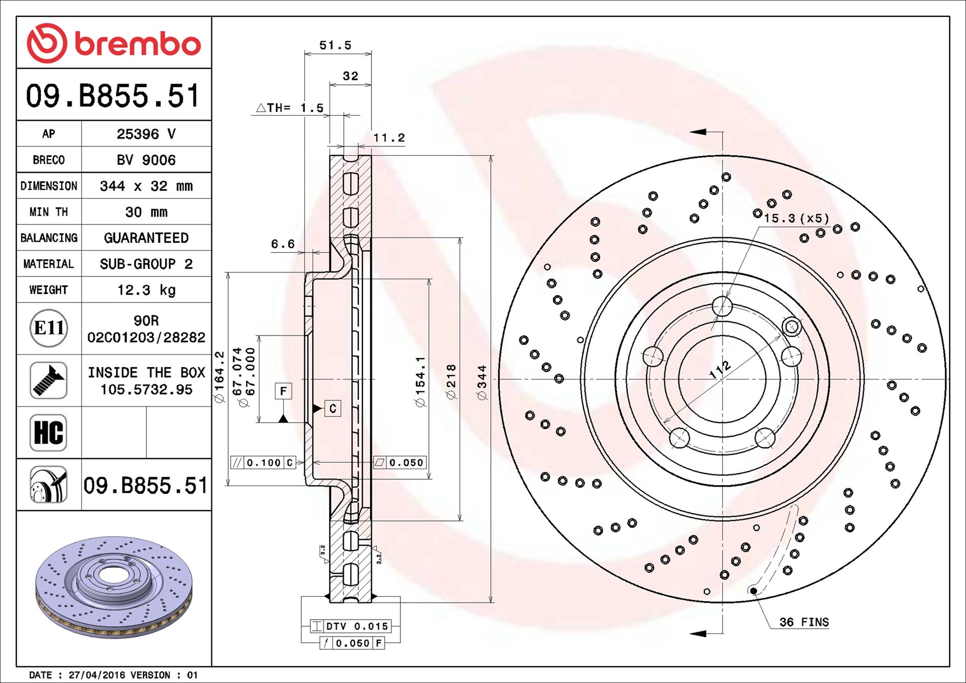 Discofreno - 09.B855.51 BREMBO