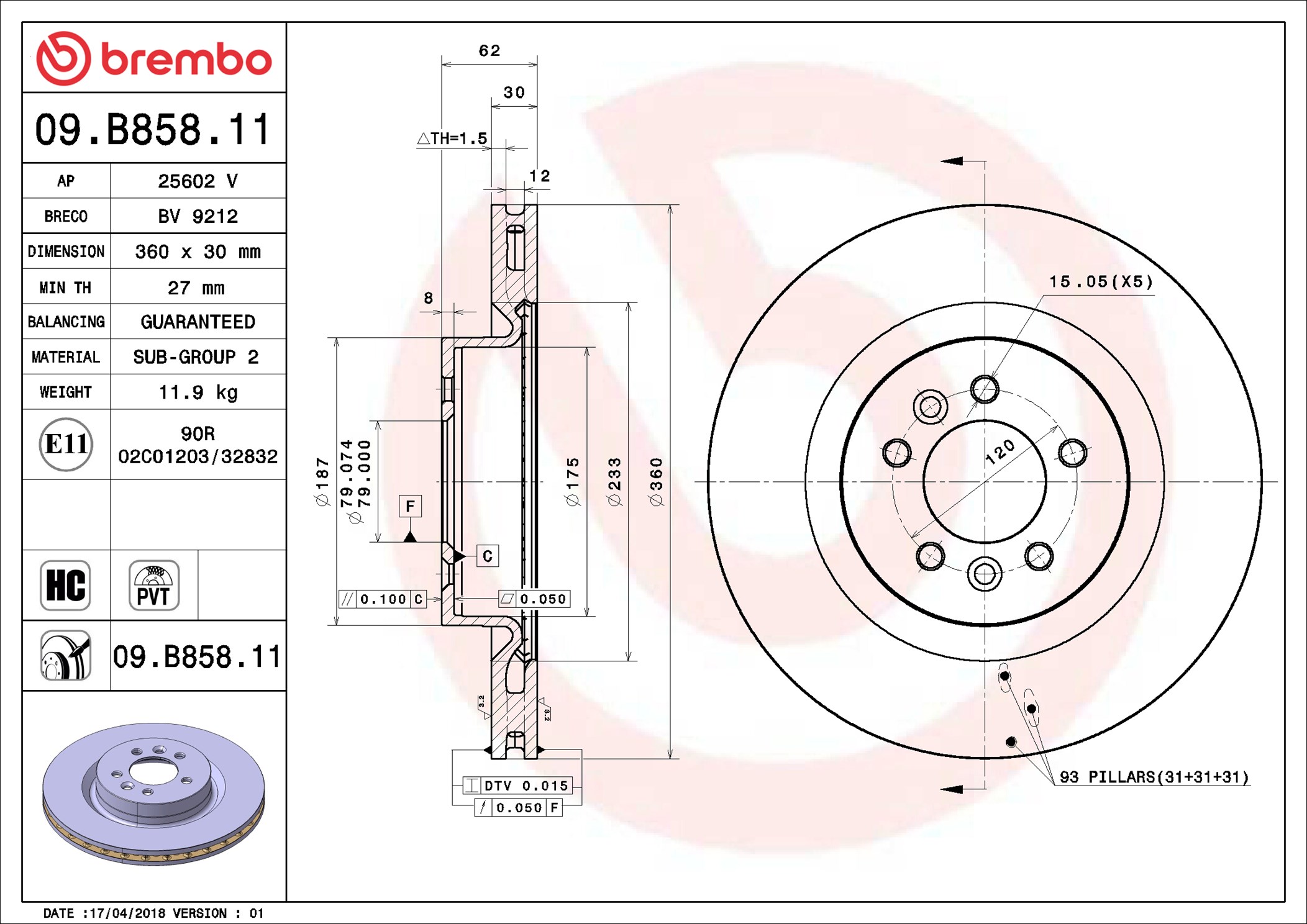Discofreno - 09.B858.11 BREMBO