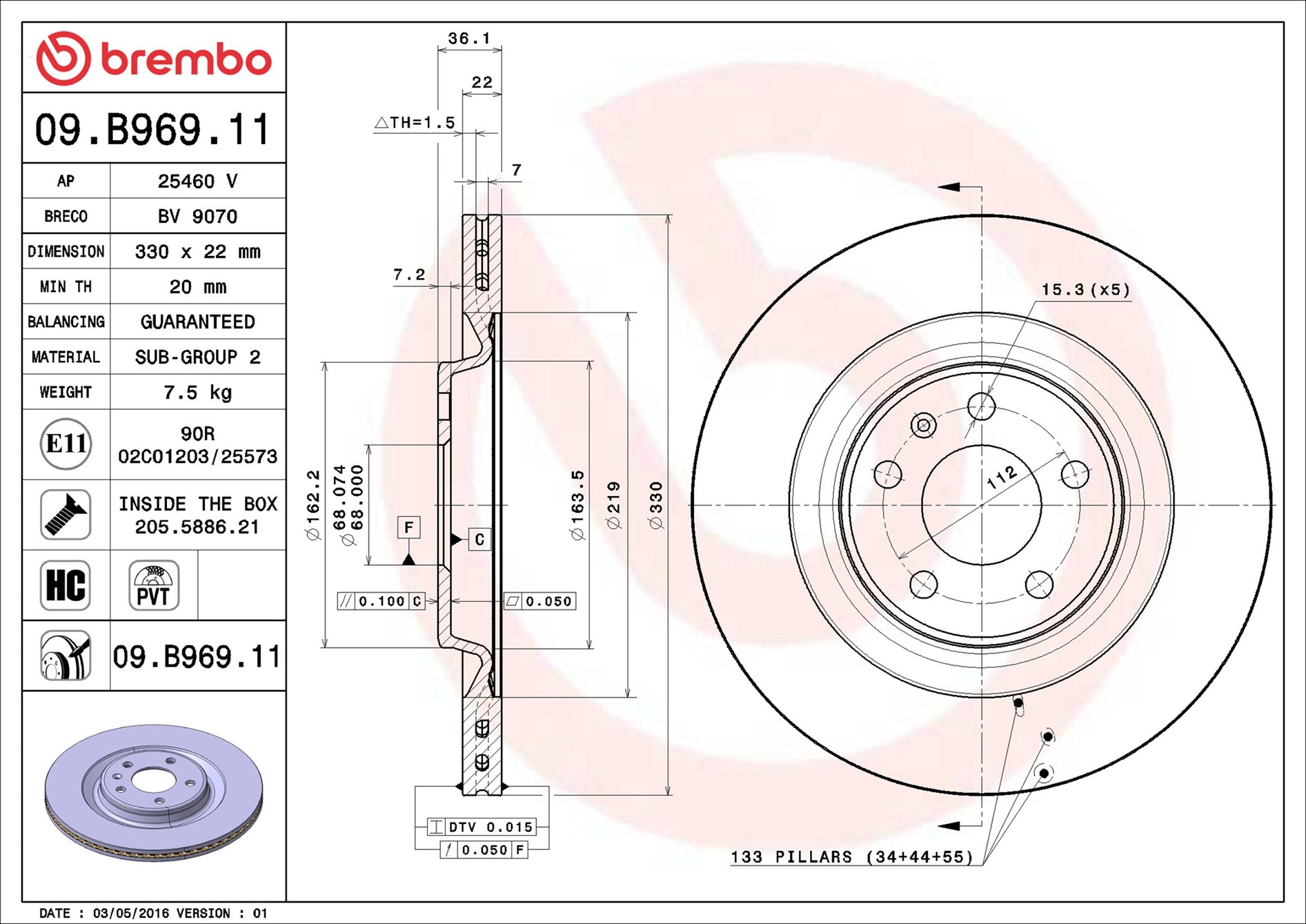 Bremsscheibe - 09.B969.11 BREMBO