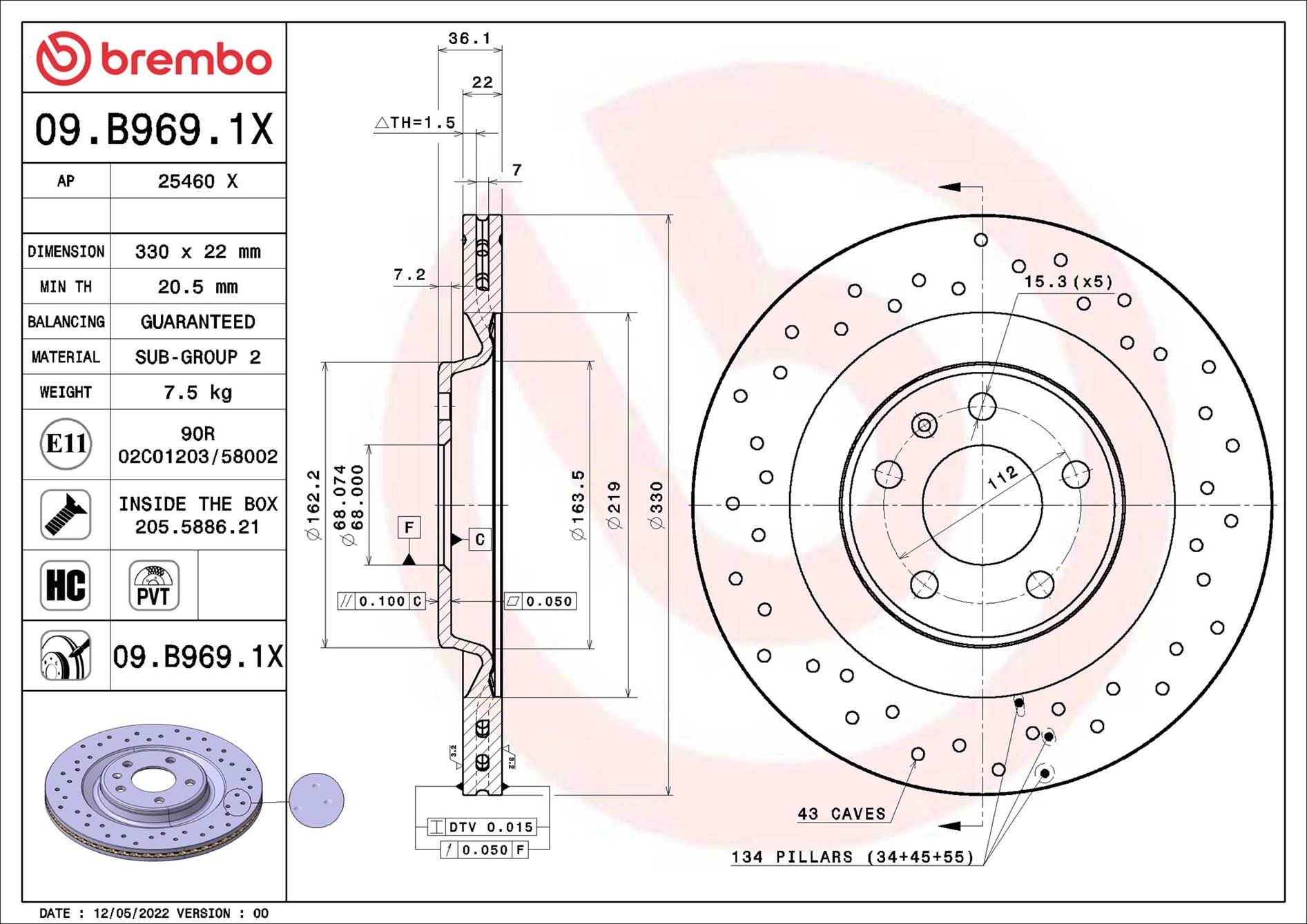 Bremsscheibe - 09.B969.1X BREMBO