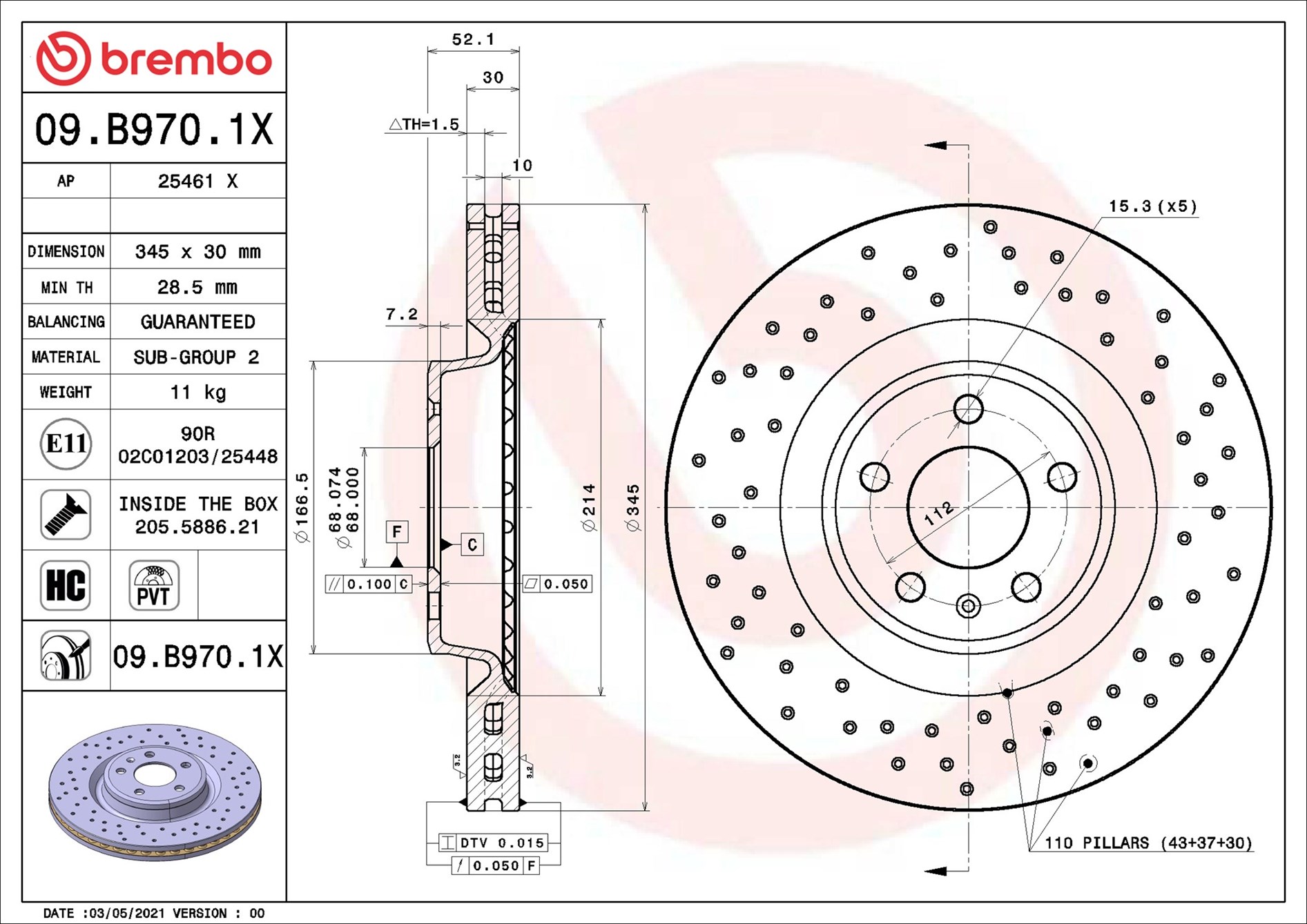 Тормозной диск - 09.B970.1X BREMBO