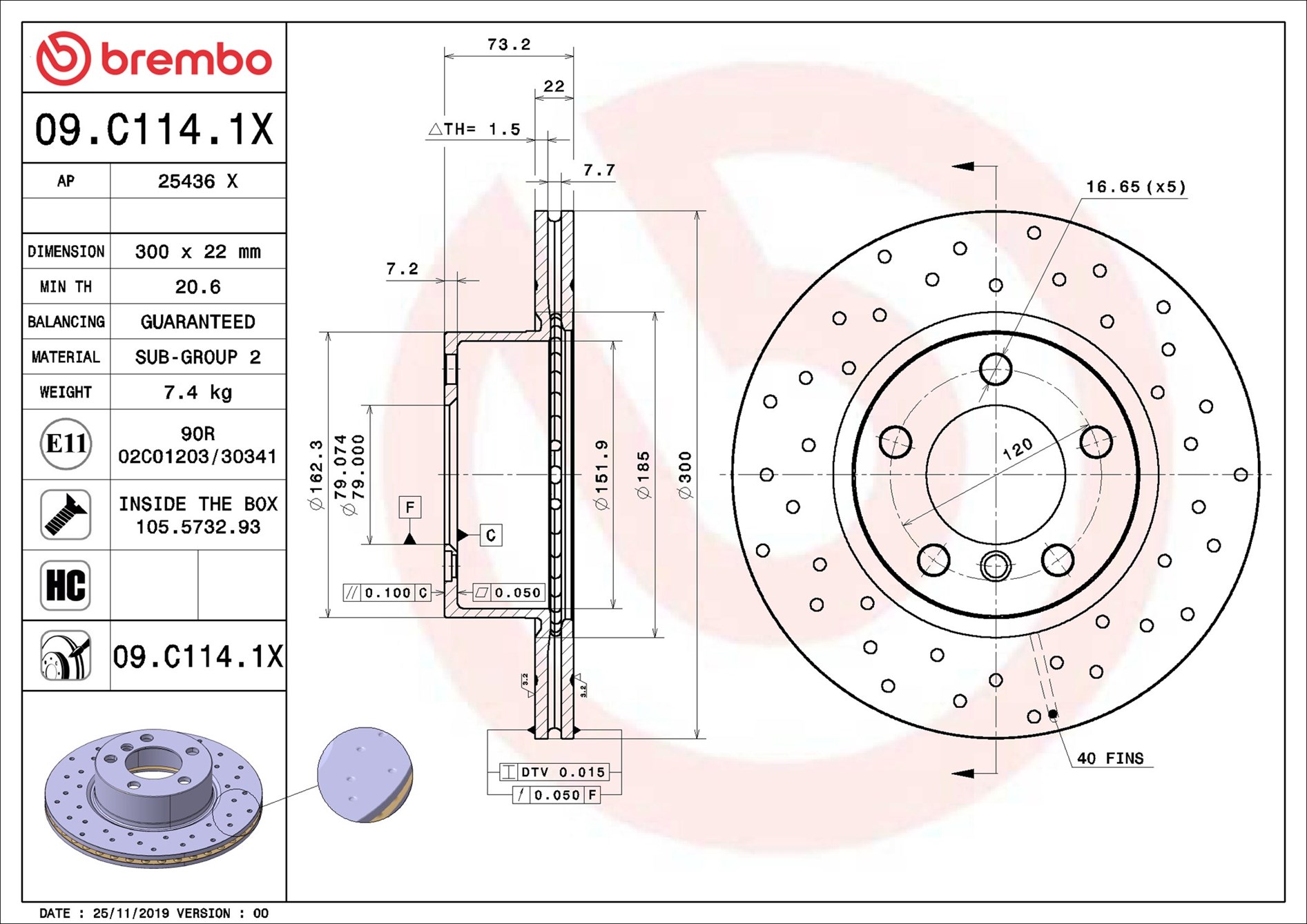 Discofreno - 09.C114.1X BREMBO