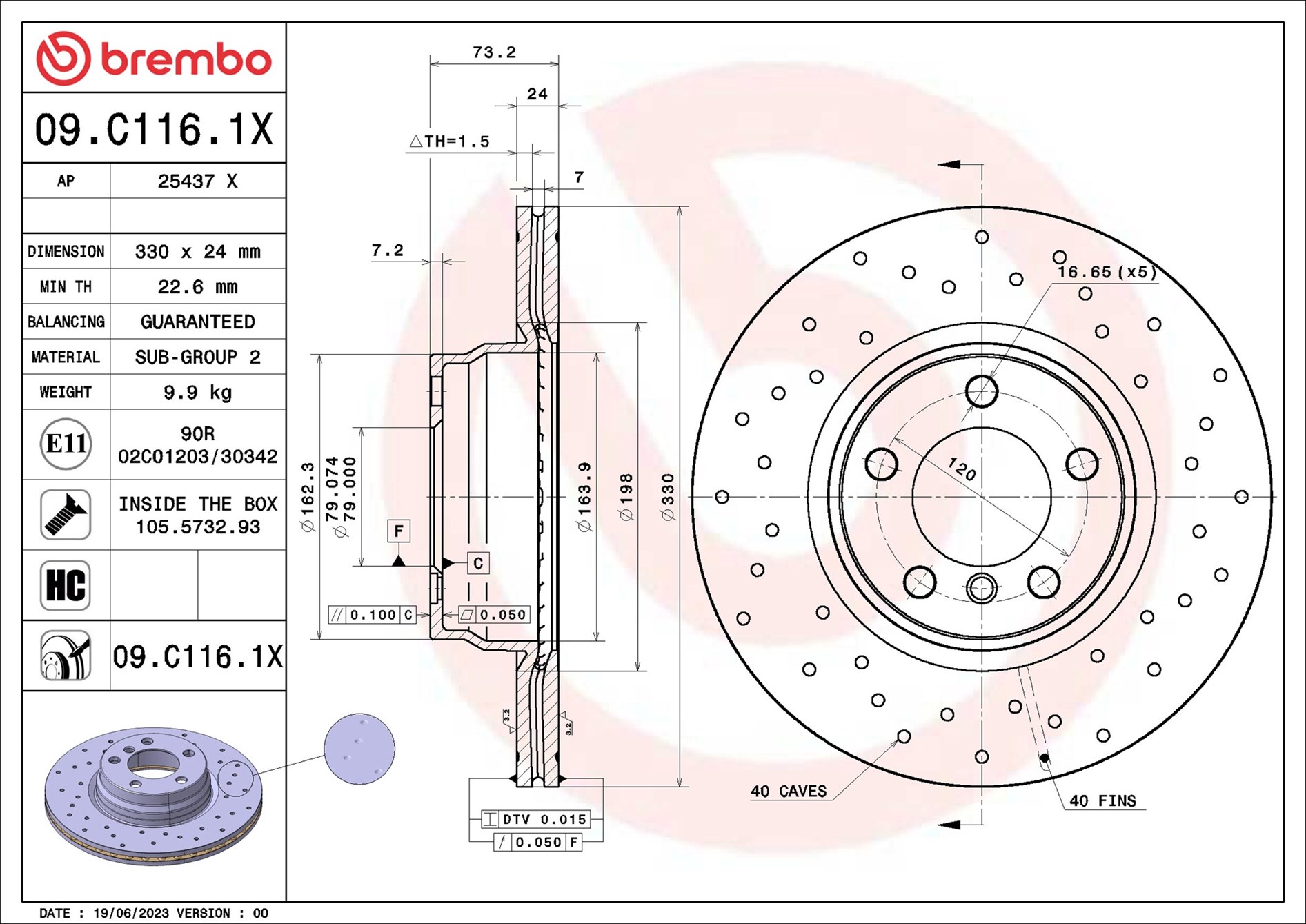 Discofreno - 09.C116.1X BREMBO