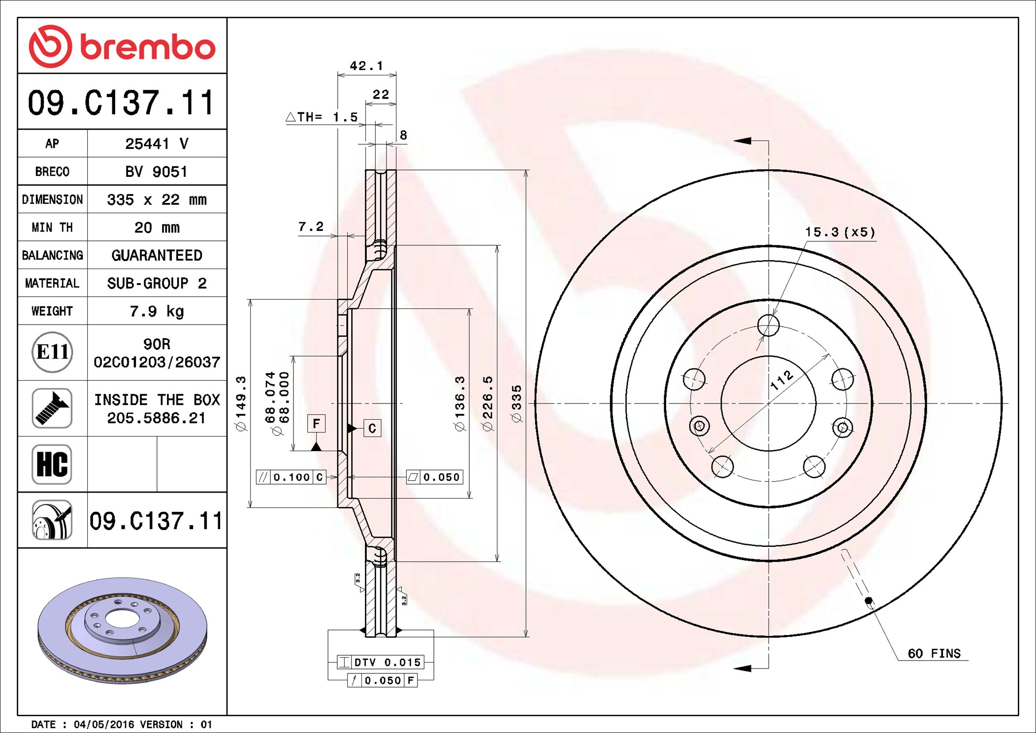 stabdžių diskas - 09.C137.11 BREMBO