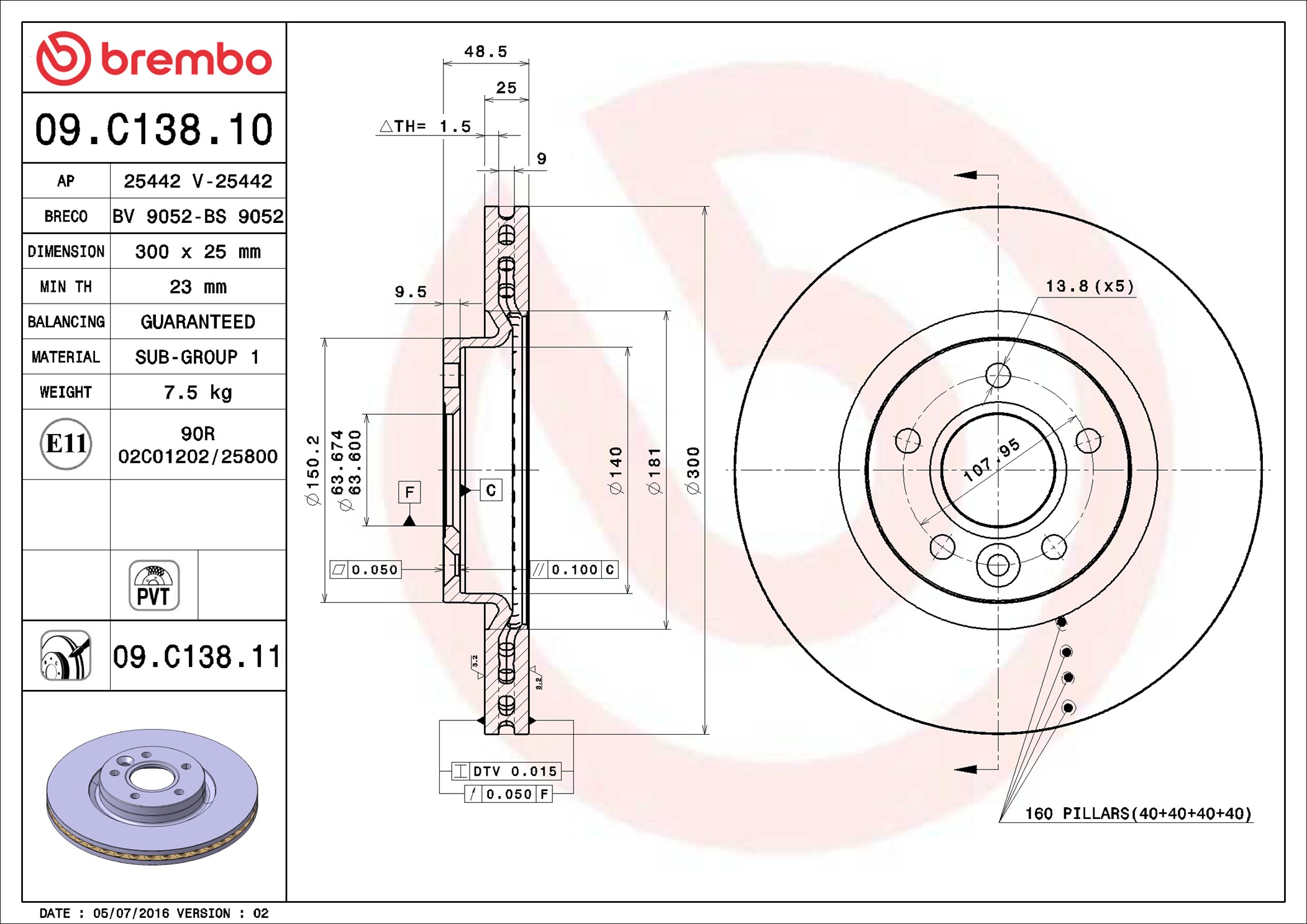 Brake Disc - 09.C138.11 BREMBO