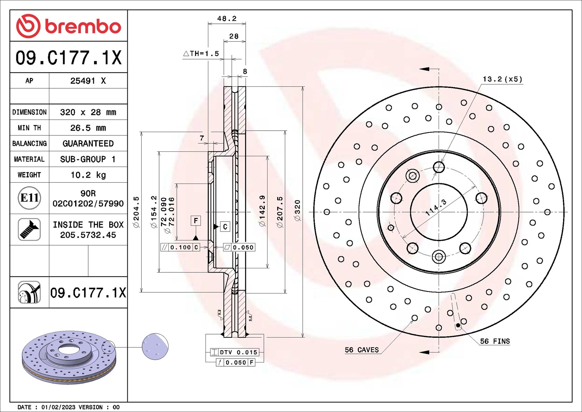 stabdžių diskas - 09.C177.1X BREMBO