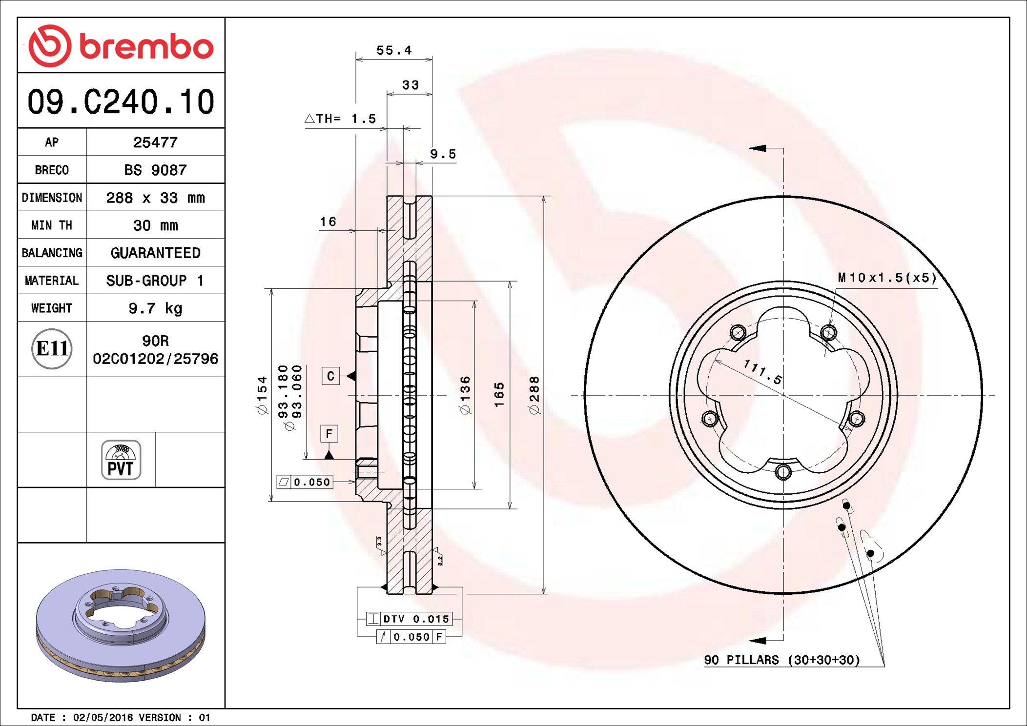 Brake Disc - 09.C240.10 BREMBO