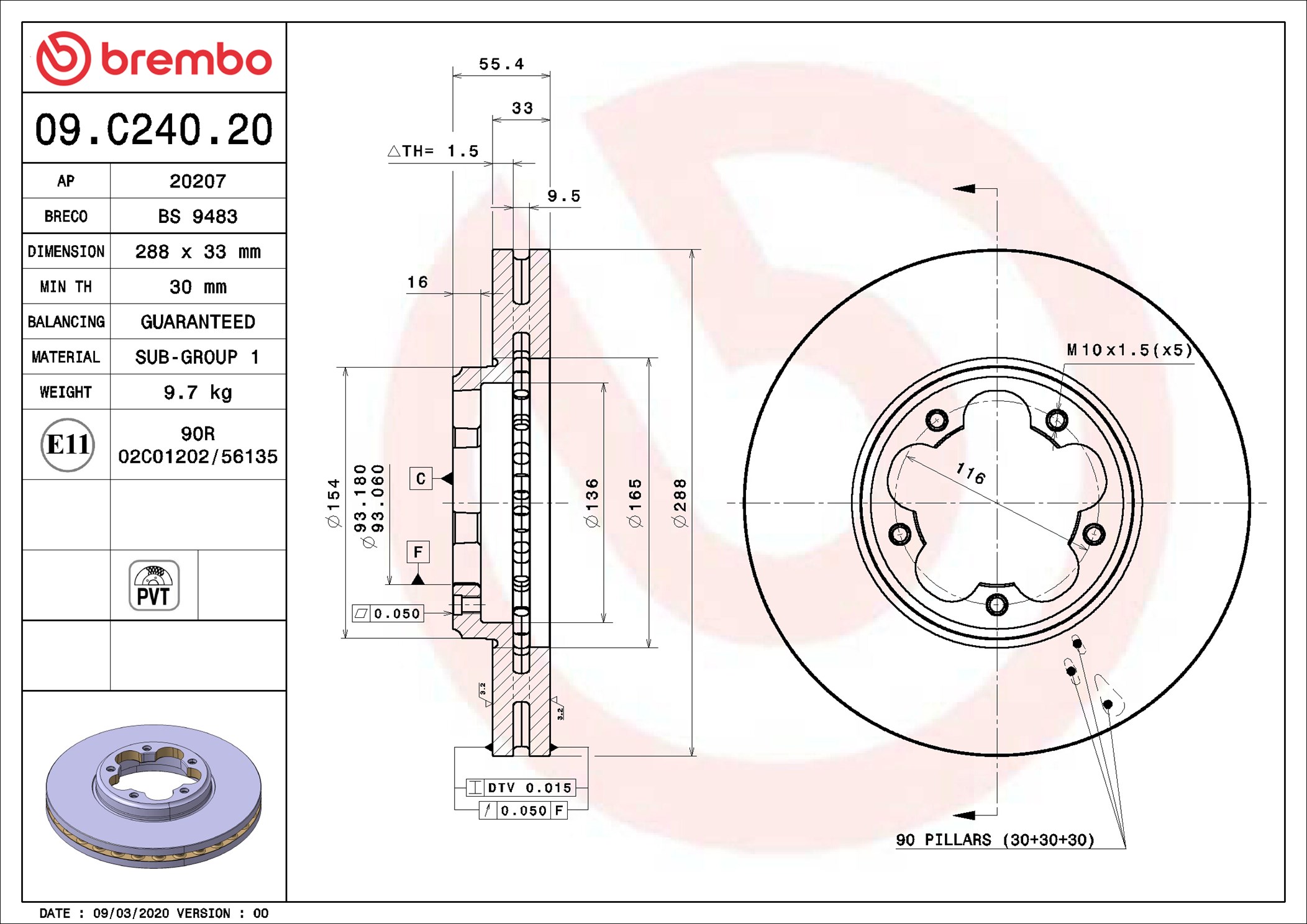 Discofreno - 09.C240.20 BREMBO