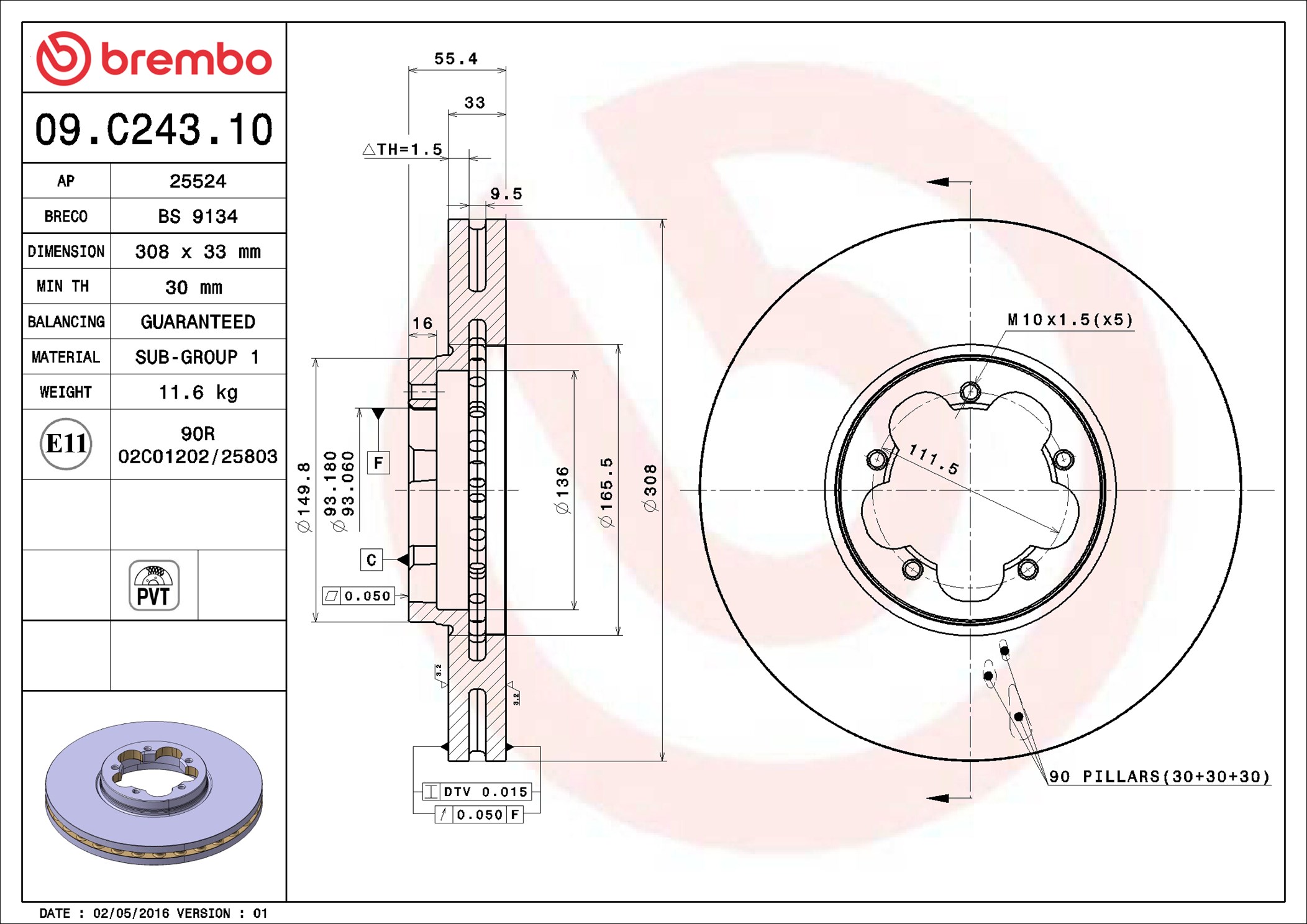 Brake Disc - 09.C243.10 BREMBO