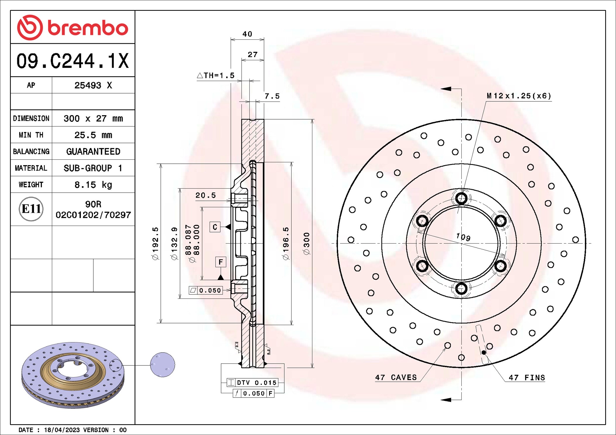 Bremsscheibe - 09.C244.1X BREMBO