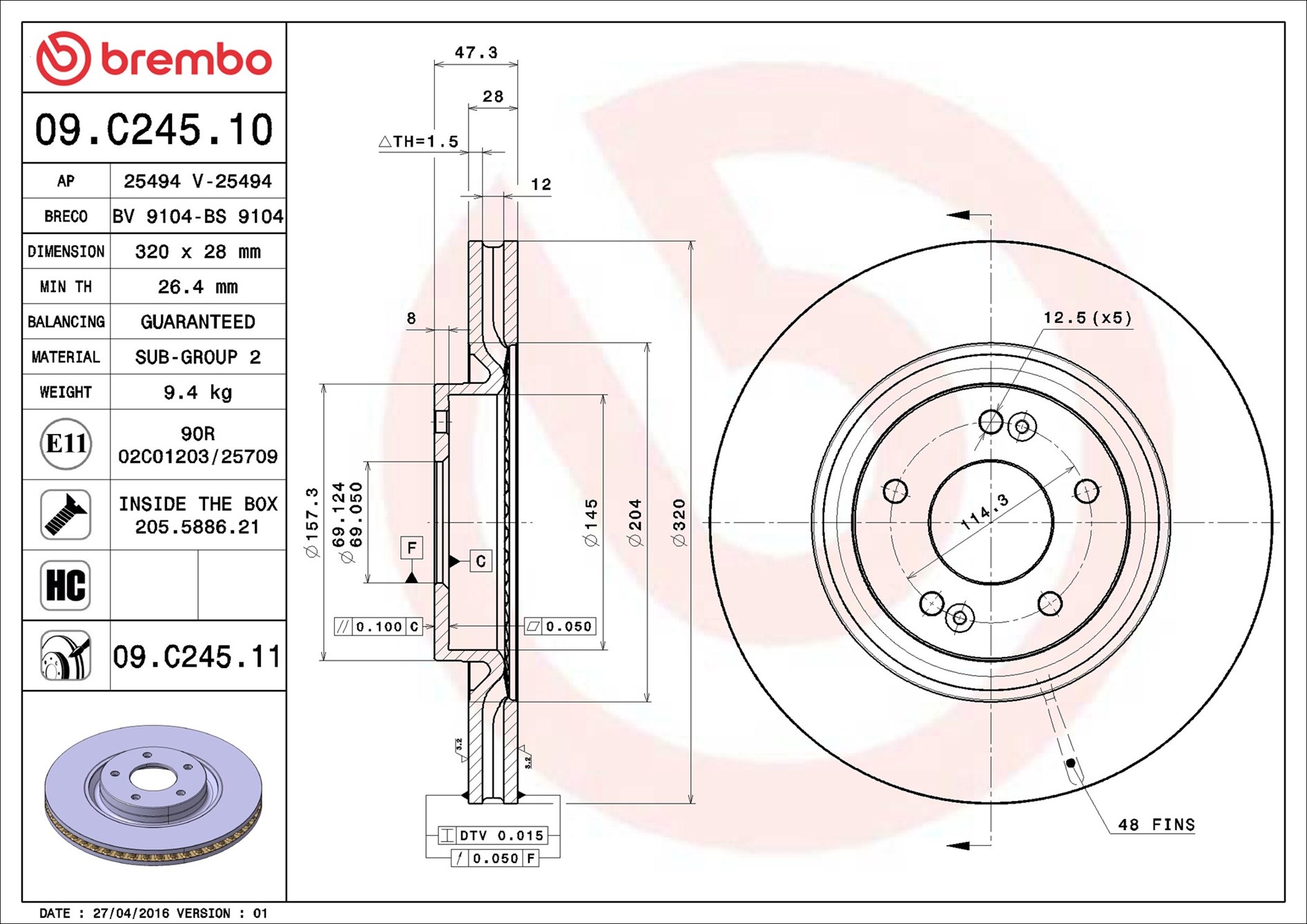 Discofreno - 09.C245.11 BREMBO