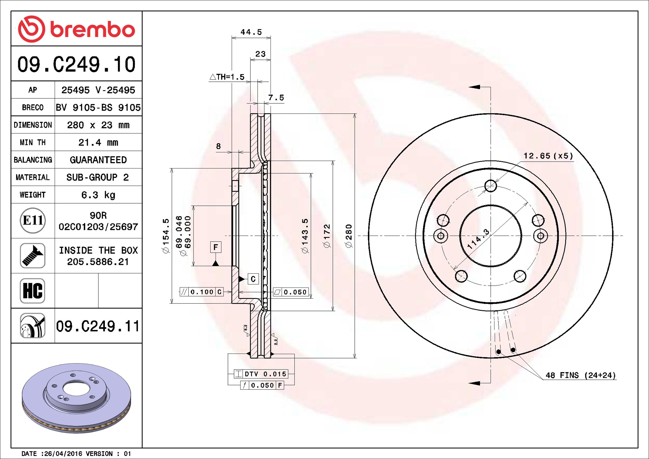 Discofreno - 09.C249.11 BREMBO