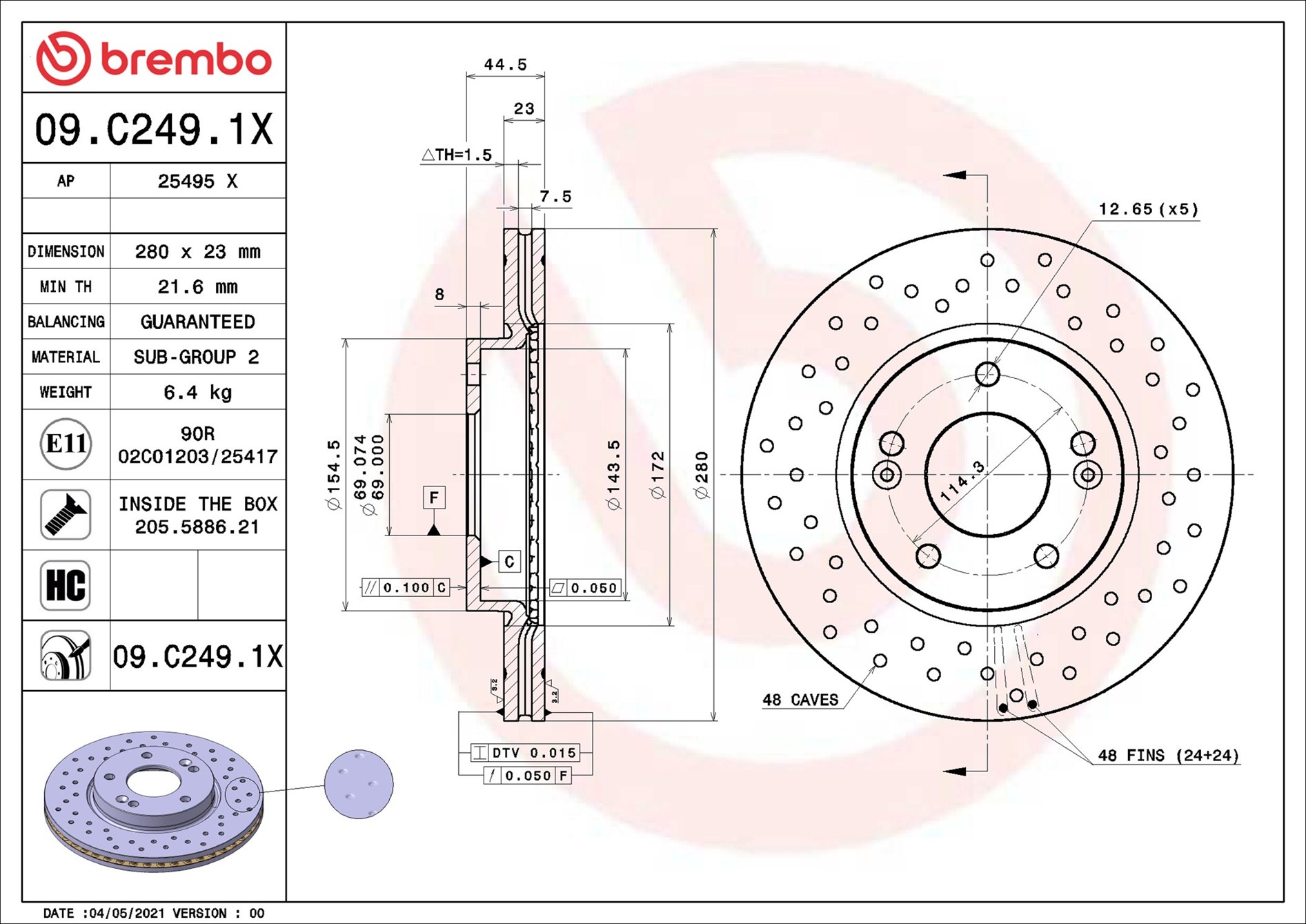Discofreno - 09.C249.1X BREMBO