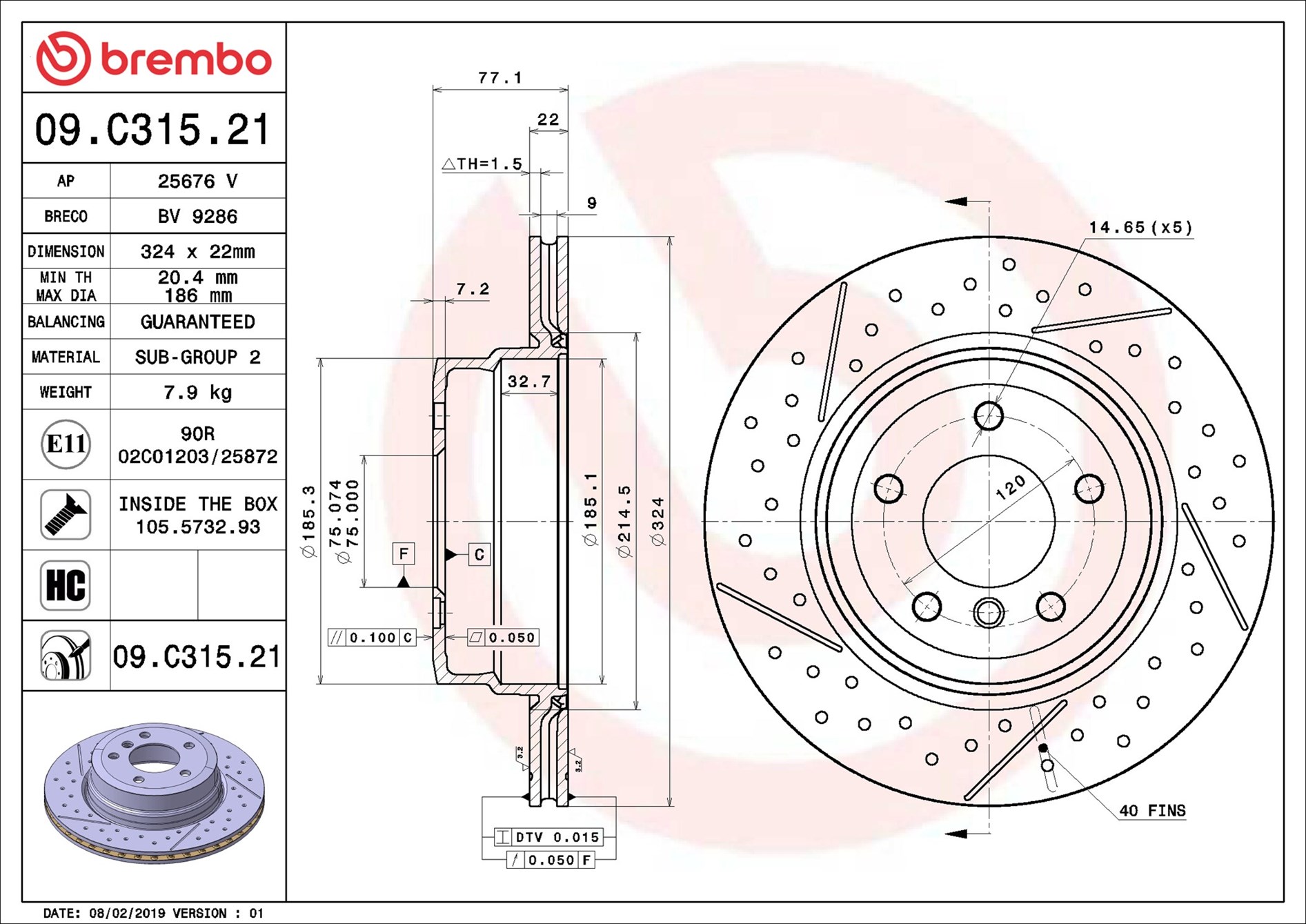 Bremsscheibe - 09.C315.21 BREMBO