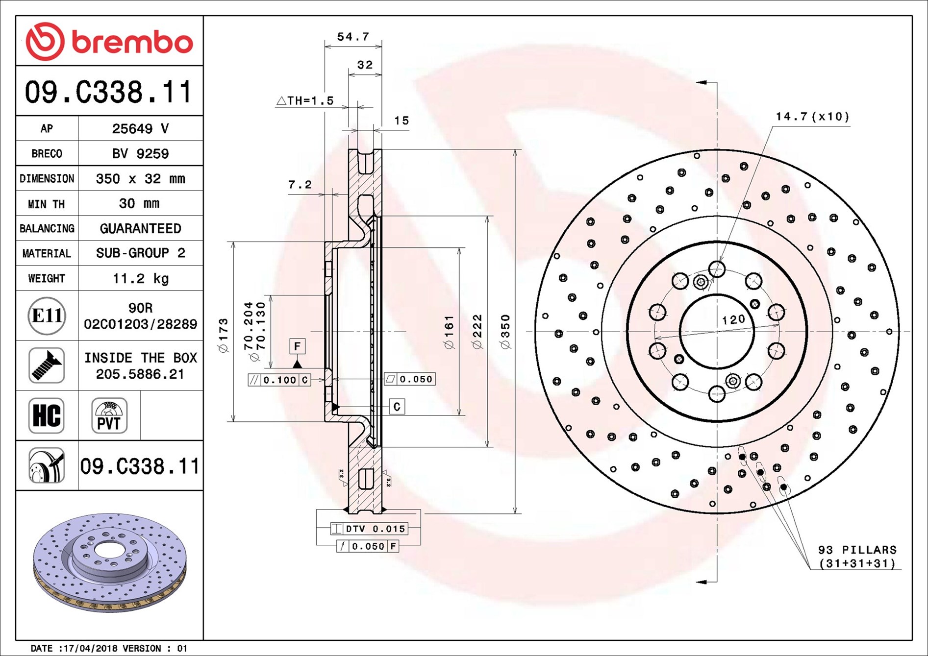 Bremsscheibe - 09.C338.11 BREMBO