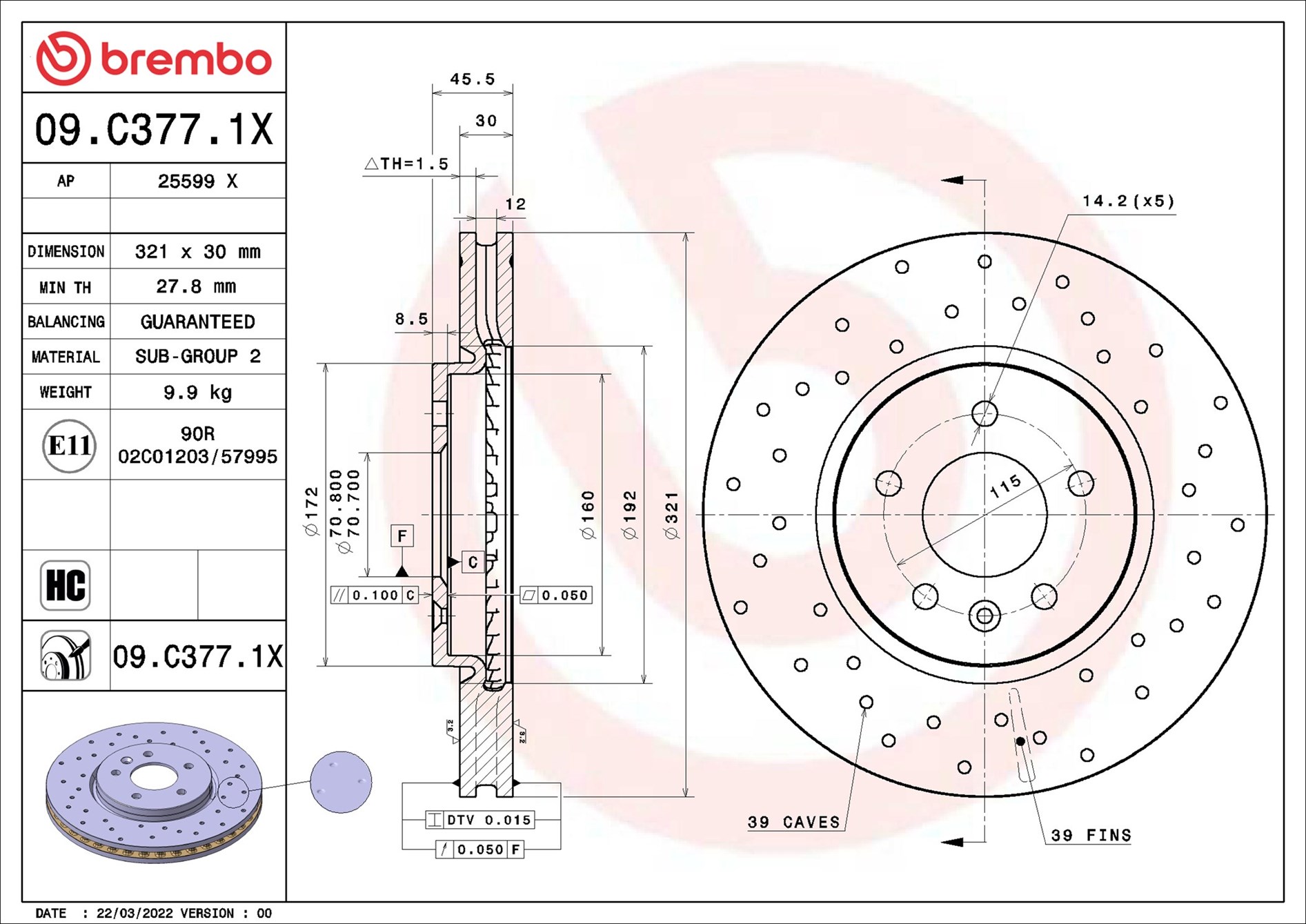Discofreno - 09.C377.1X BREMBO