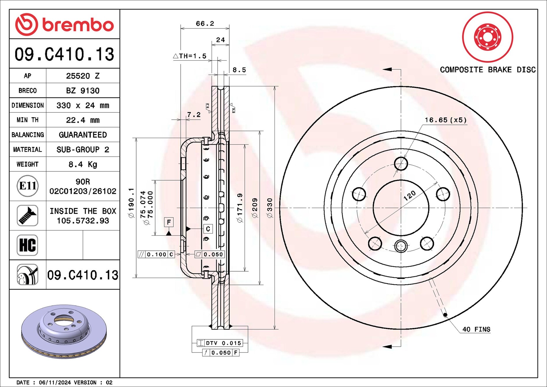 Bremsscheibe - 09.C410.13 BREMBO