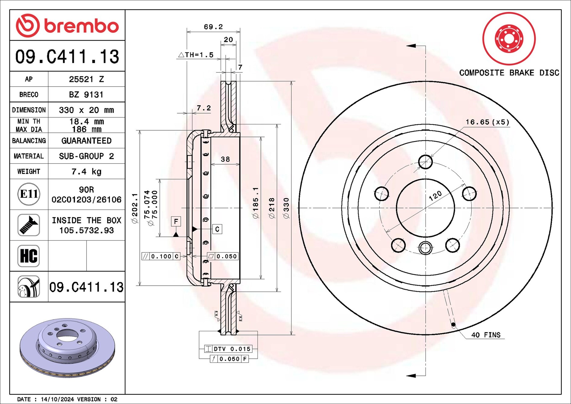 Тормозной диск - 09.C411.13 BREMBO