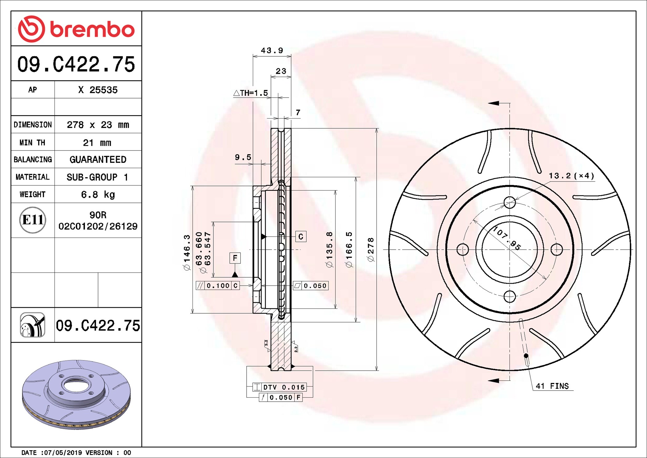 Discofreno - 09.C422.75 BREMBO