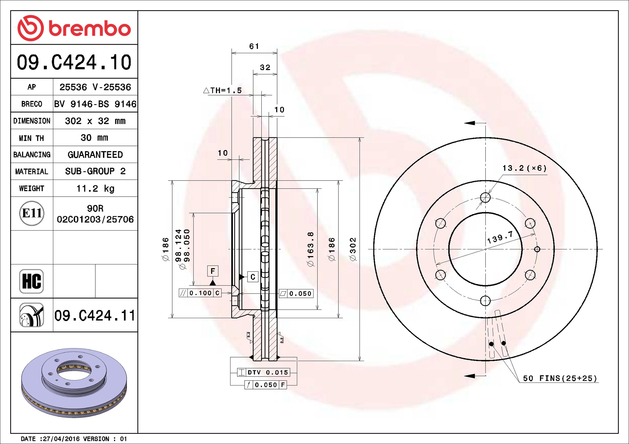 Discofreno - 09.C424.11 BREMBO