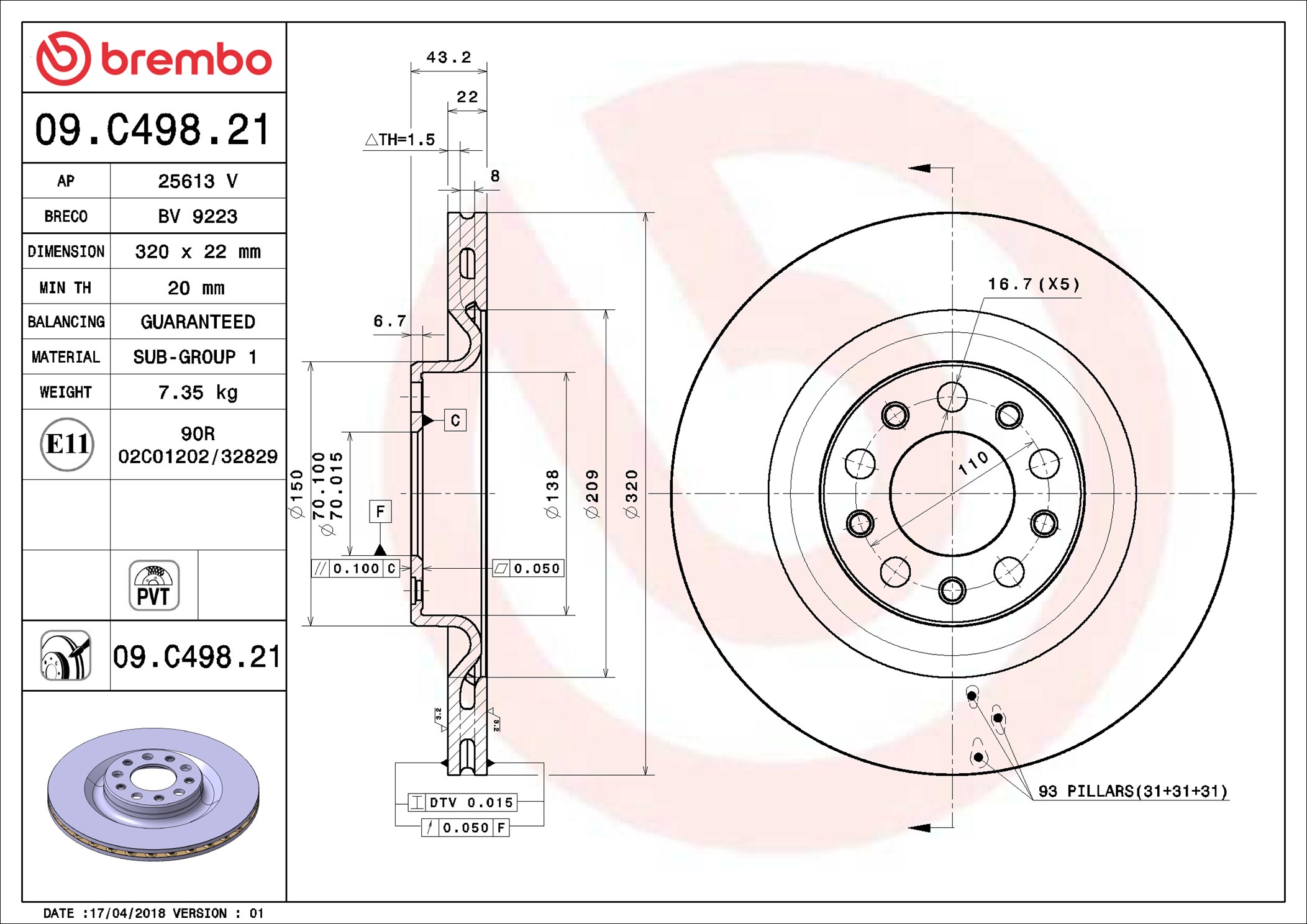 Brake Disc - 09.C498.21 BREMBO