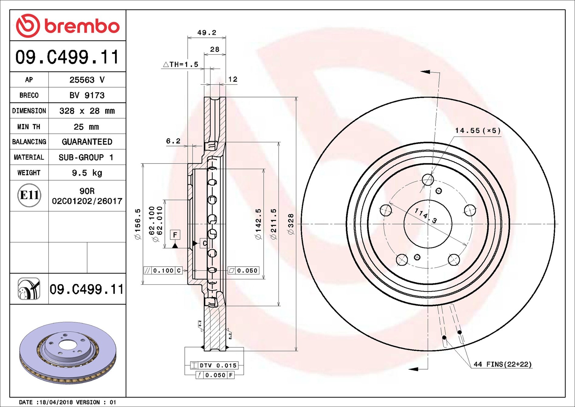 Bremsscheibe - 09.C499.11 BREMBO