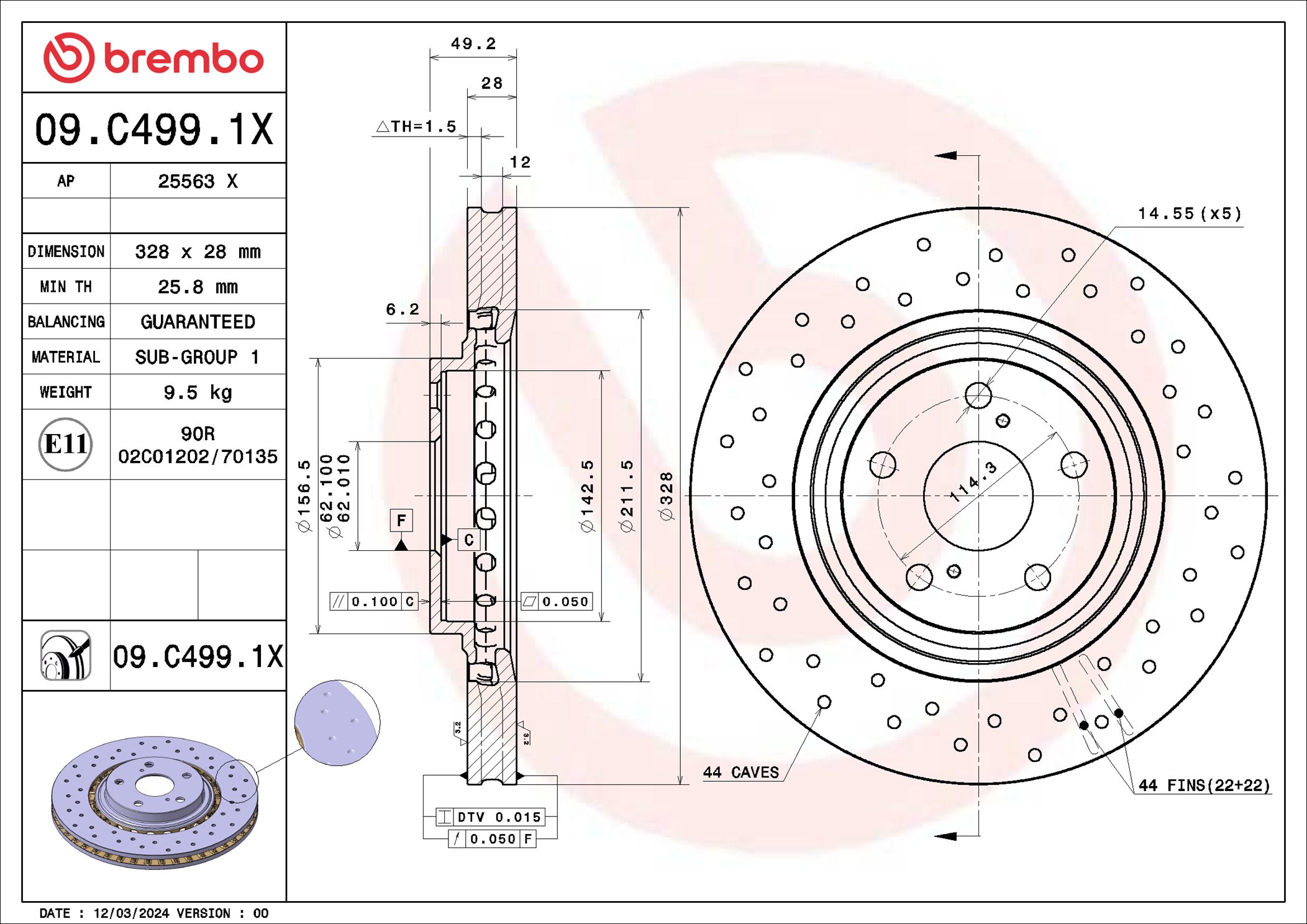 Bremsscheibe - 09.C499.1X BREMBO