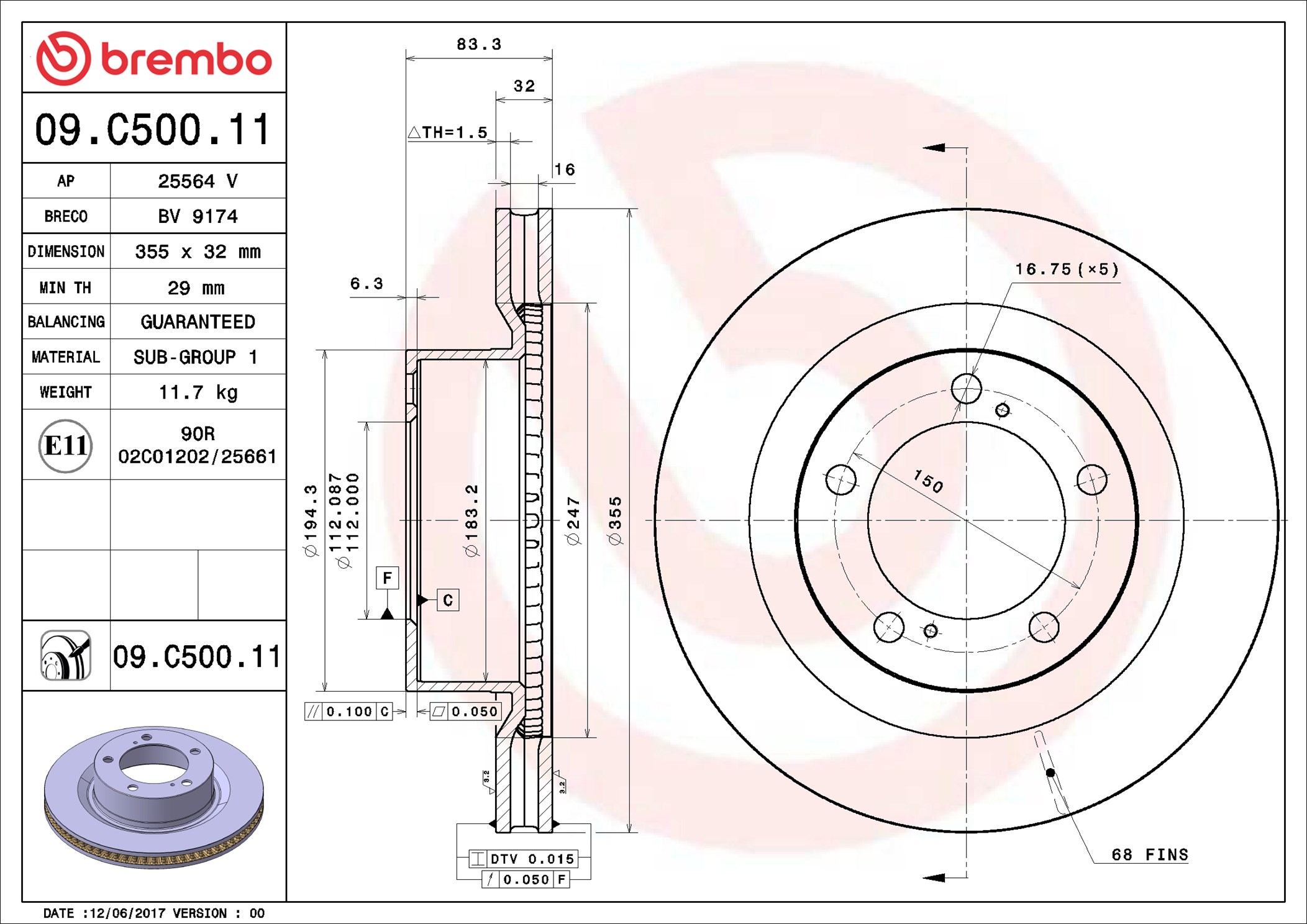 Discofreno - 09.C500.11 BREMBO