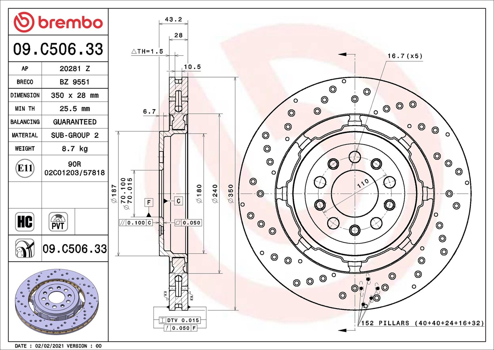 Bremsscheibe - 09.C506.33 BREMBO