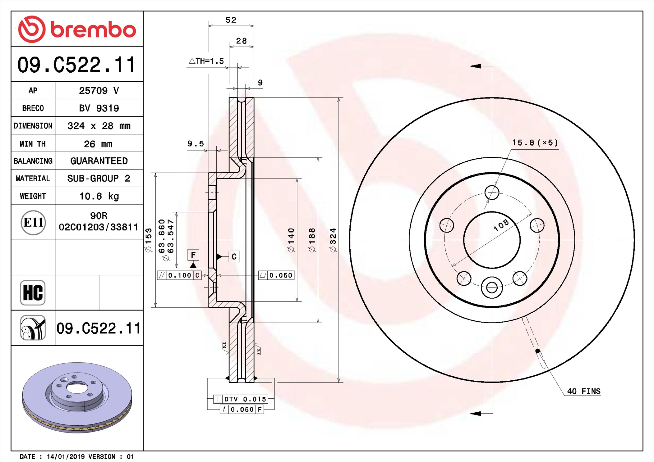 Discofreno - 09.C522.11 BREMBO