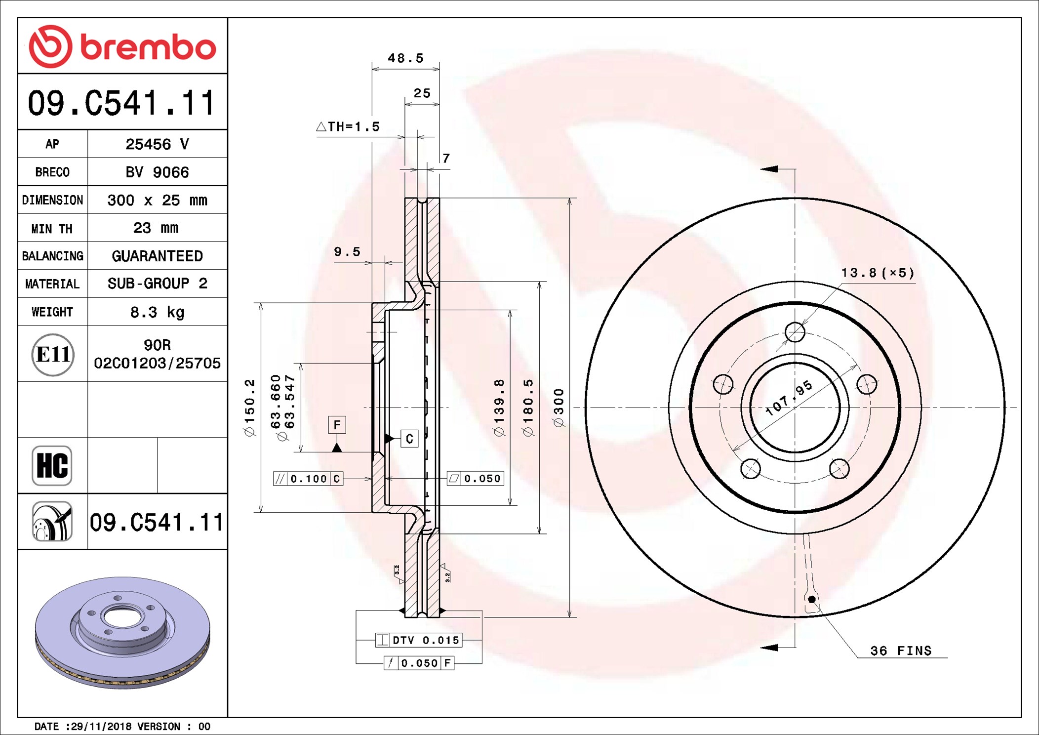 Brake Disc - 09.C541.11 BREMBO