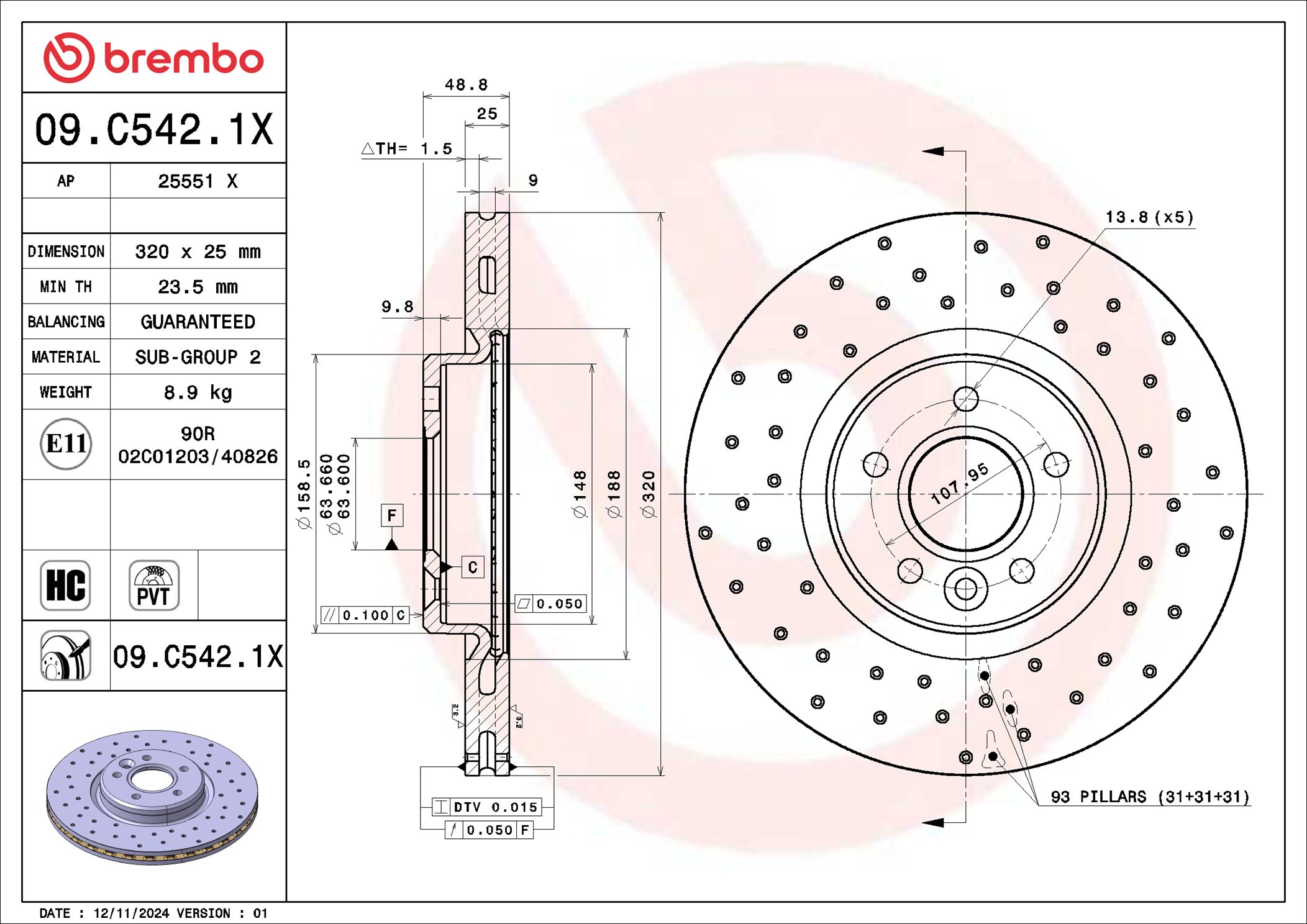 Bremsscheibe - 09.C542.1X BREMBO
