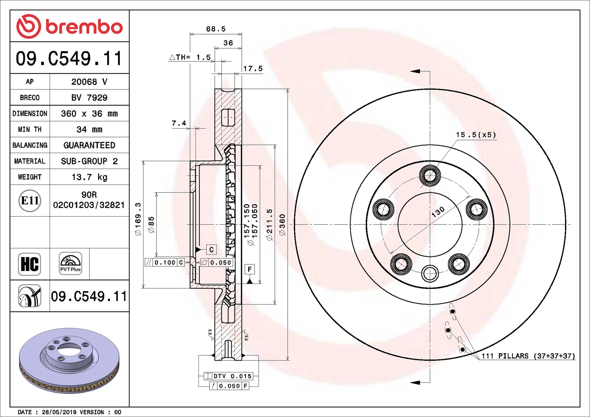 Brake Disc - 09.C549.11 BREMBO