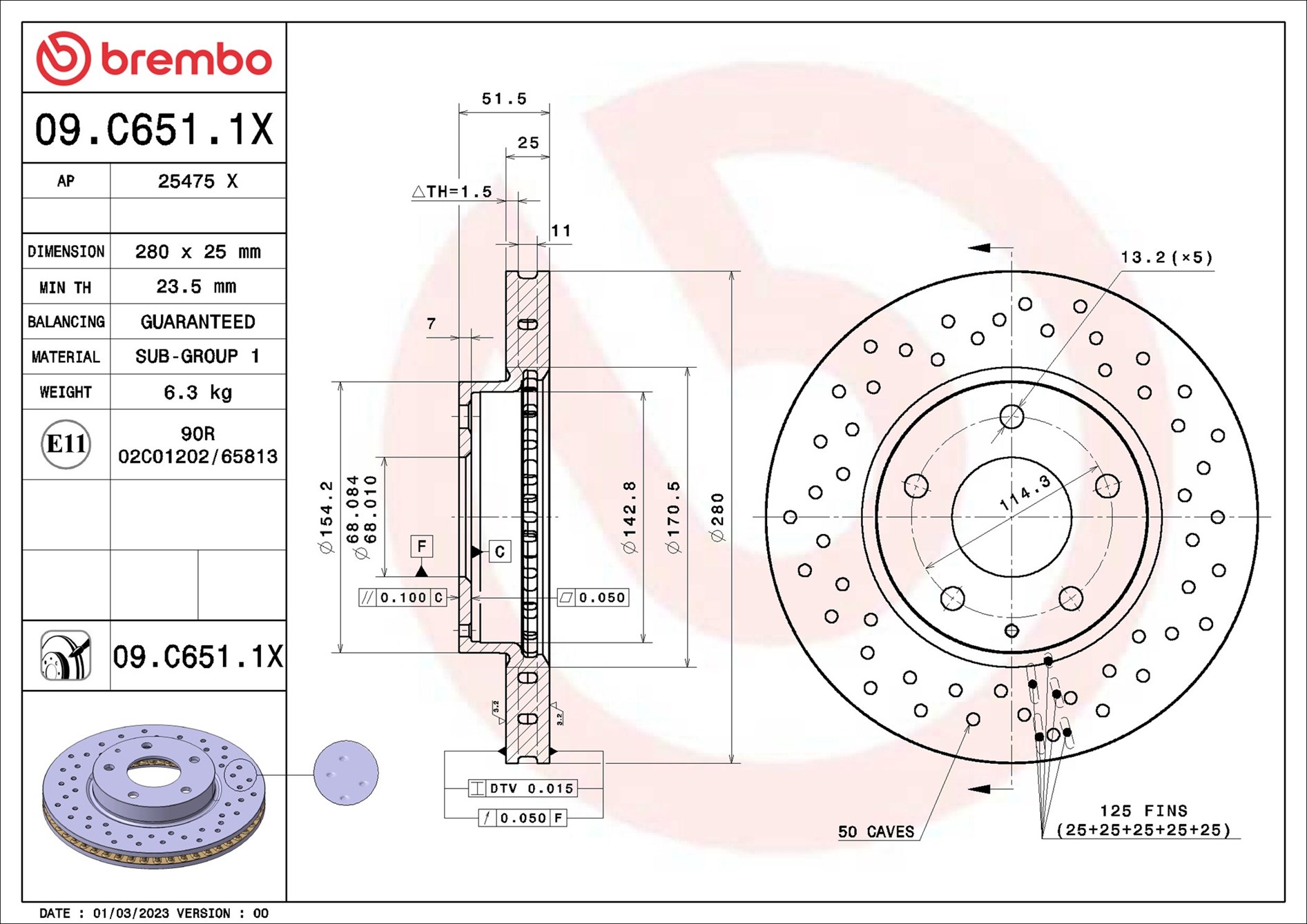Brake Disc - 09.C651.1X BREMBO