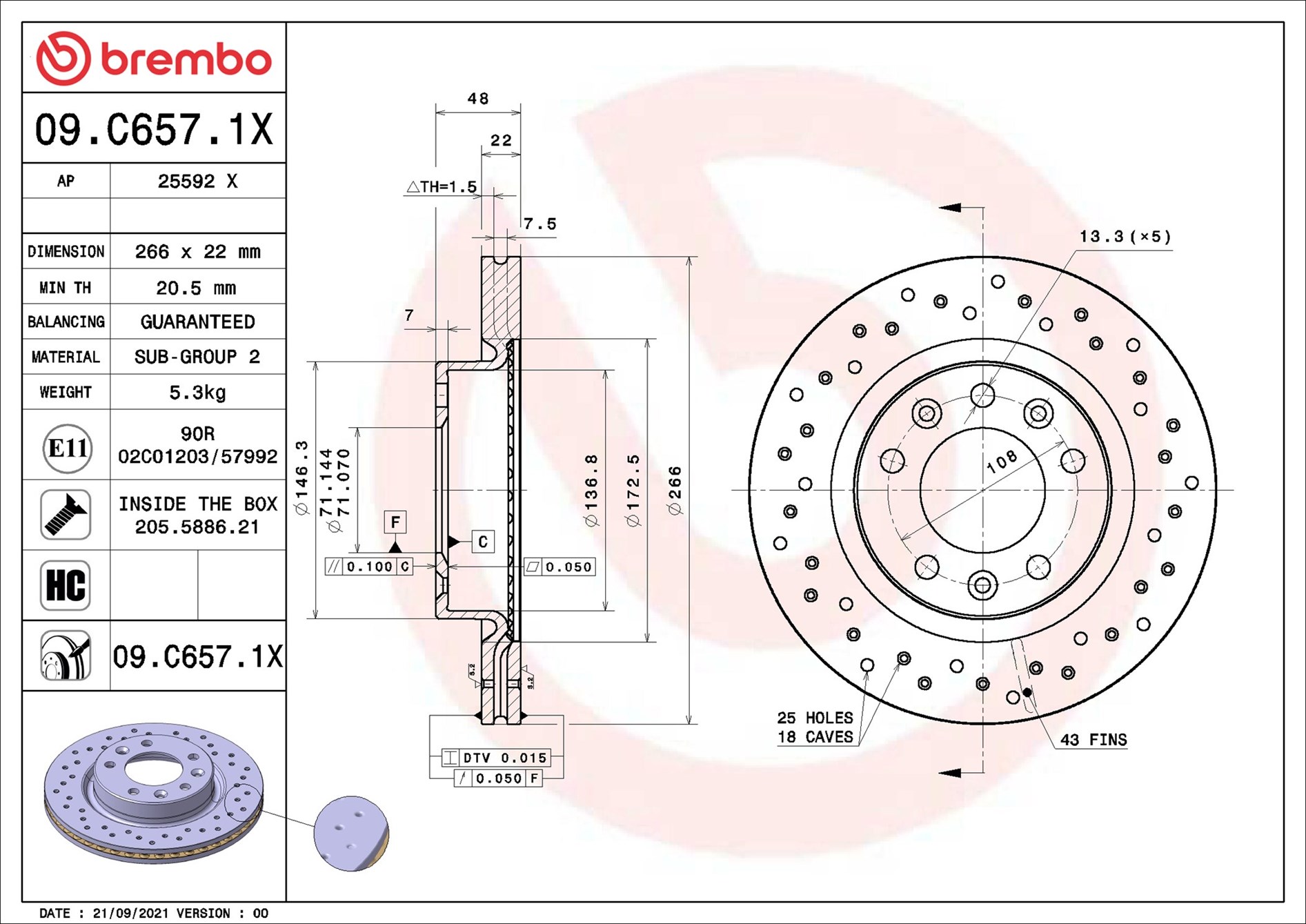Discofreno - 09.C657.1X BREMBO