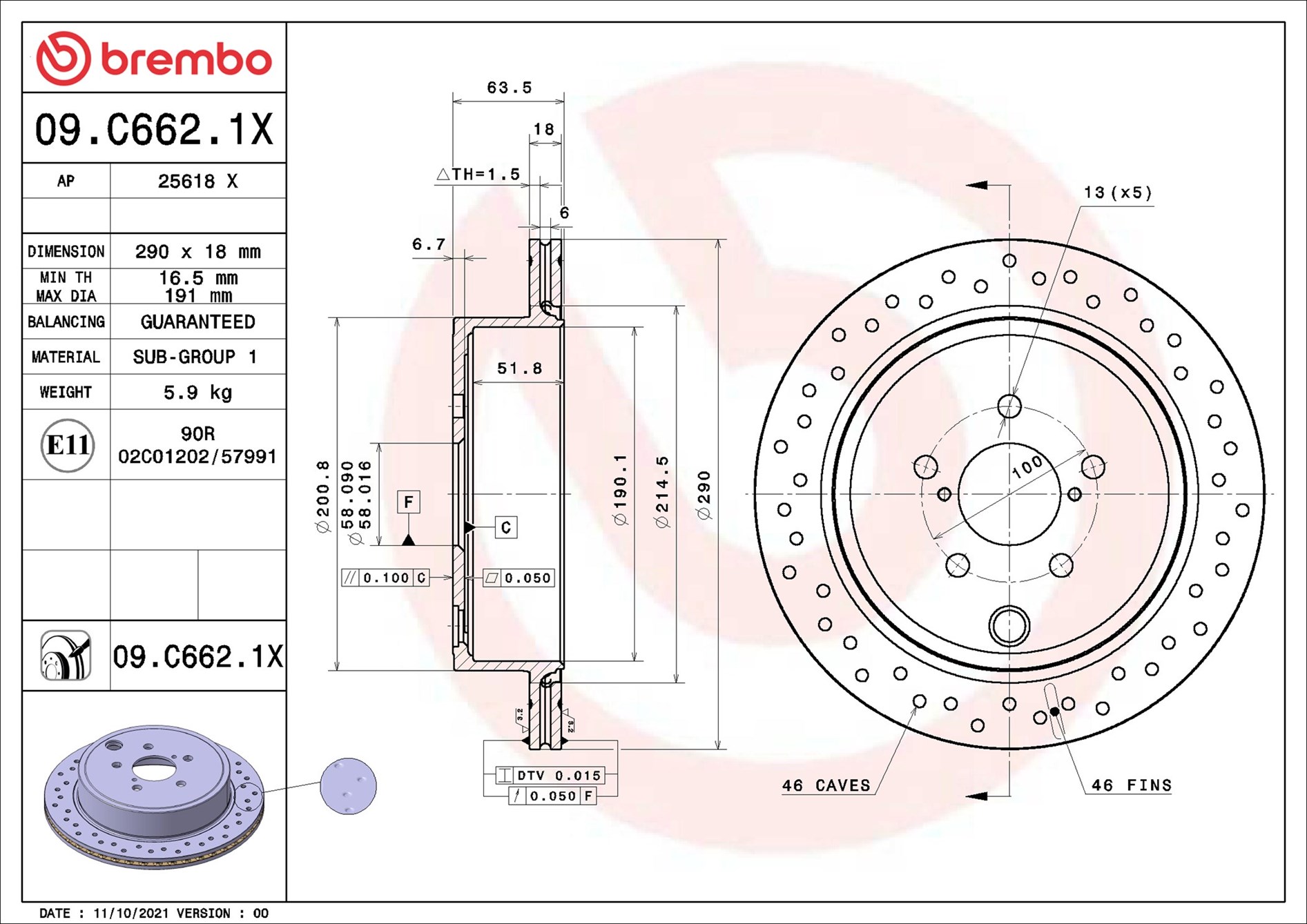 Discofreno - 09.C662.1X BREMBO