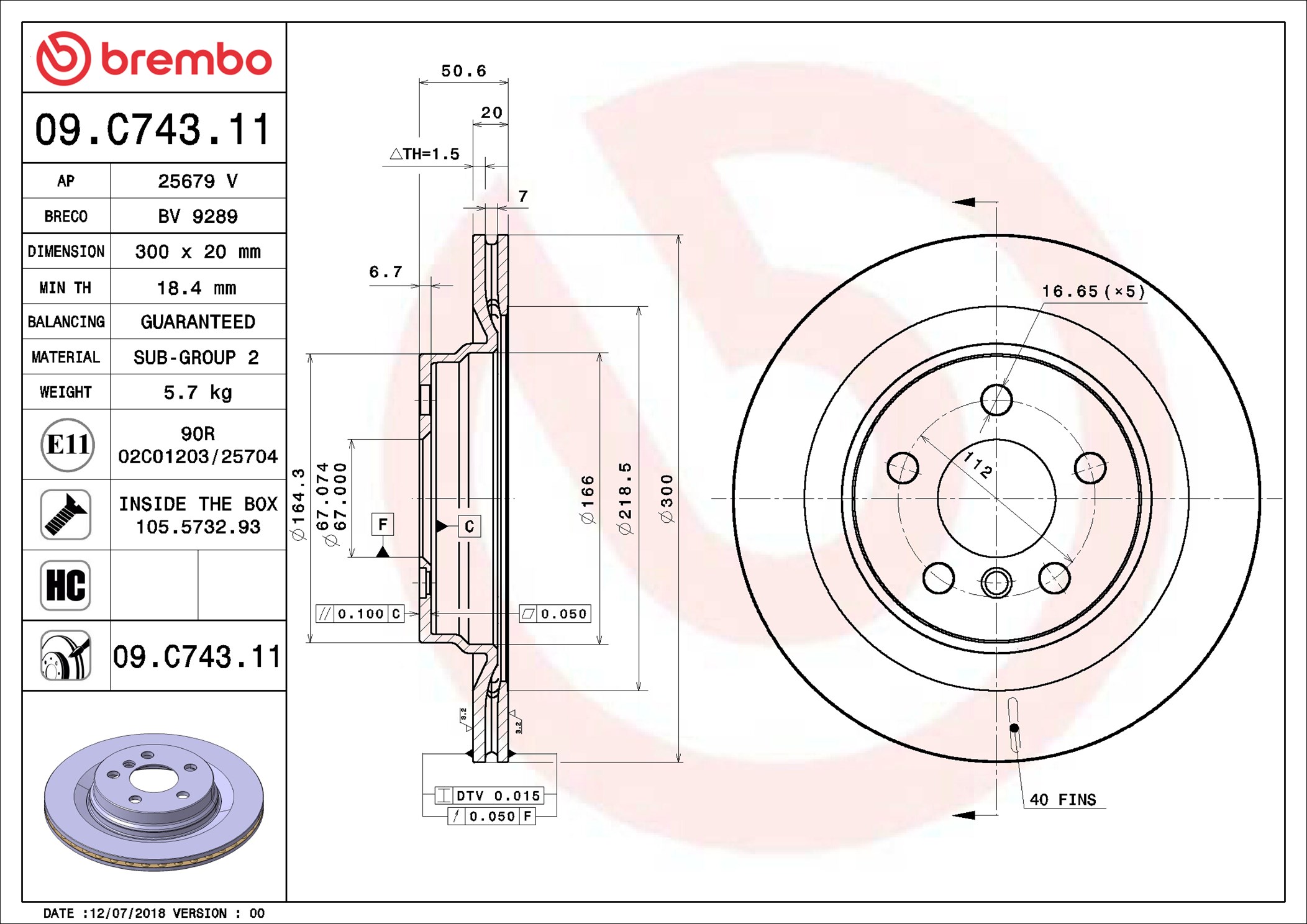 Discofreno - 09.C743.11 BREMBO