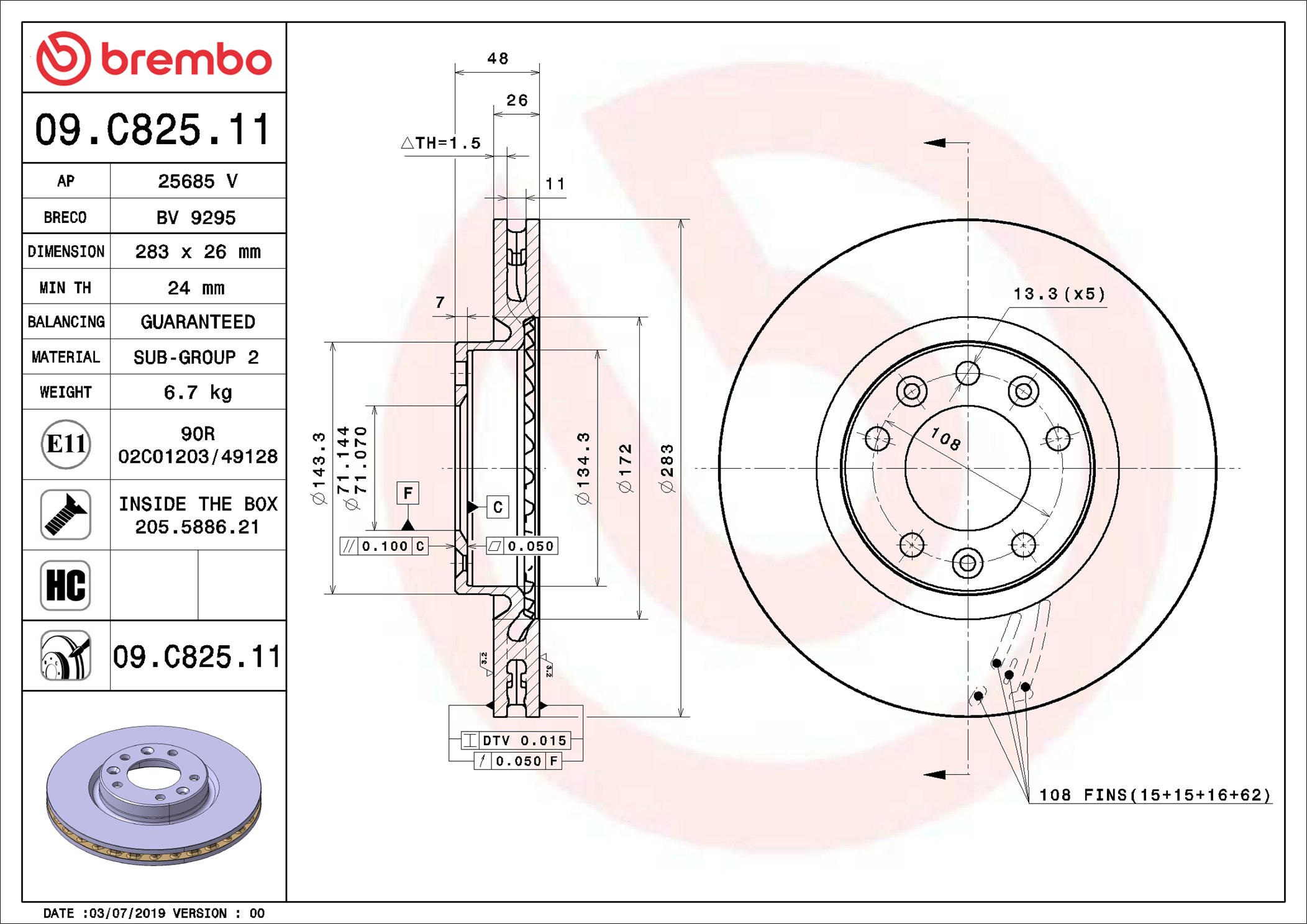 Discofreno - 09.C825.11 BREMBO