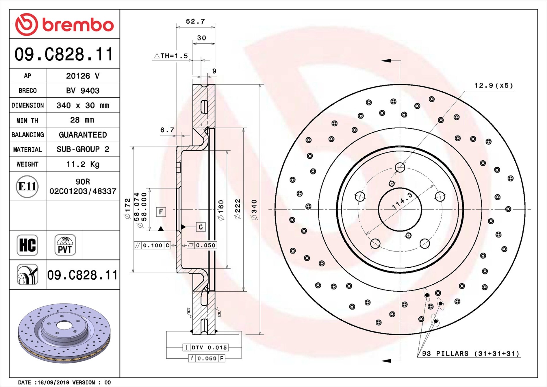 Brake Disc - 09.C828.11 BREMBO
