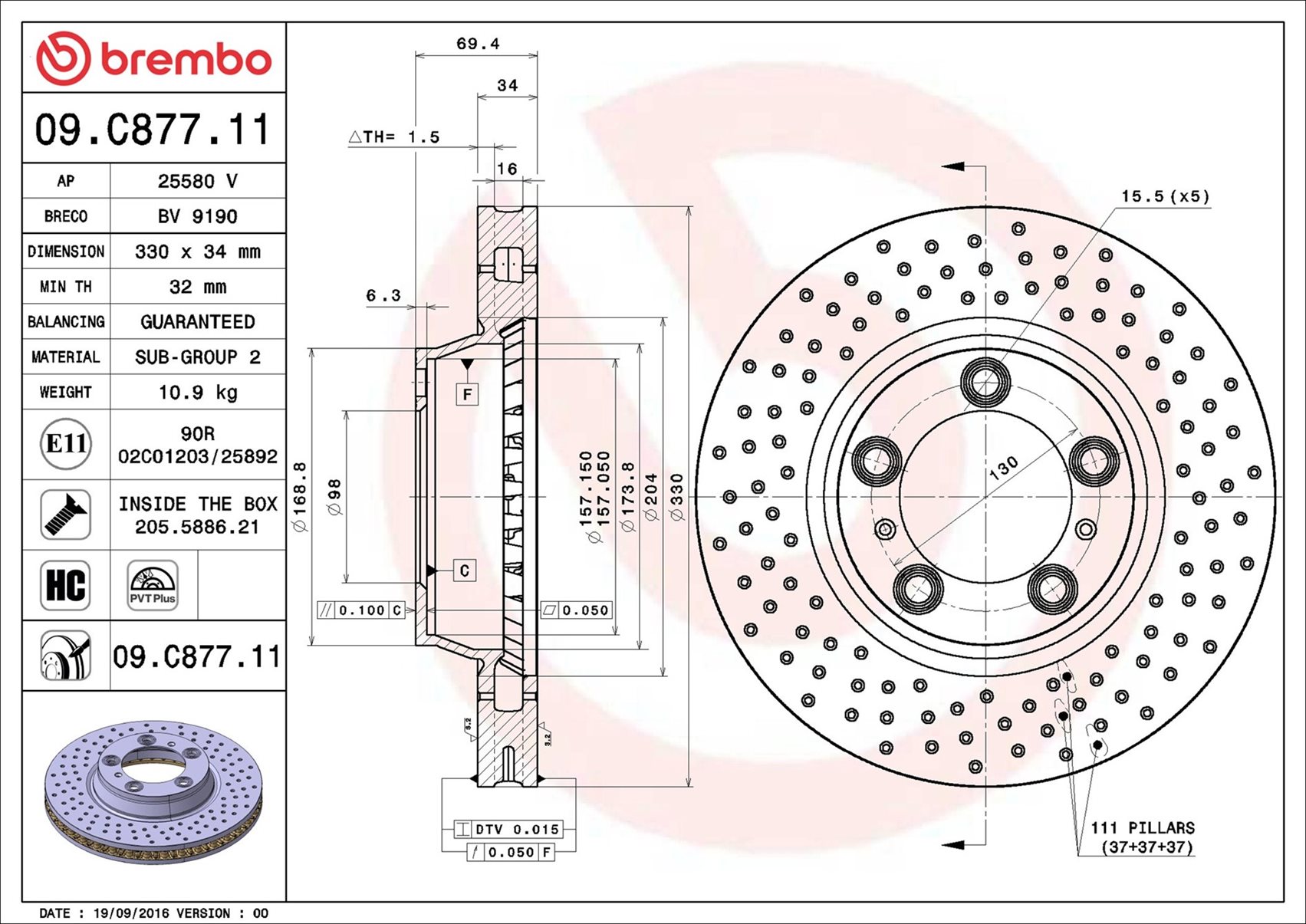 Bremsscheibe - 09.C877.11 BREMBO