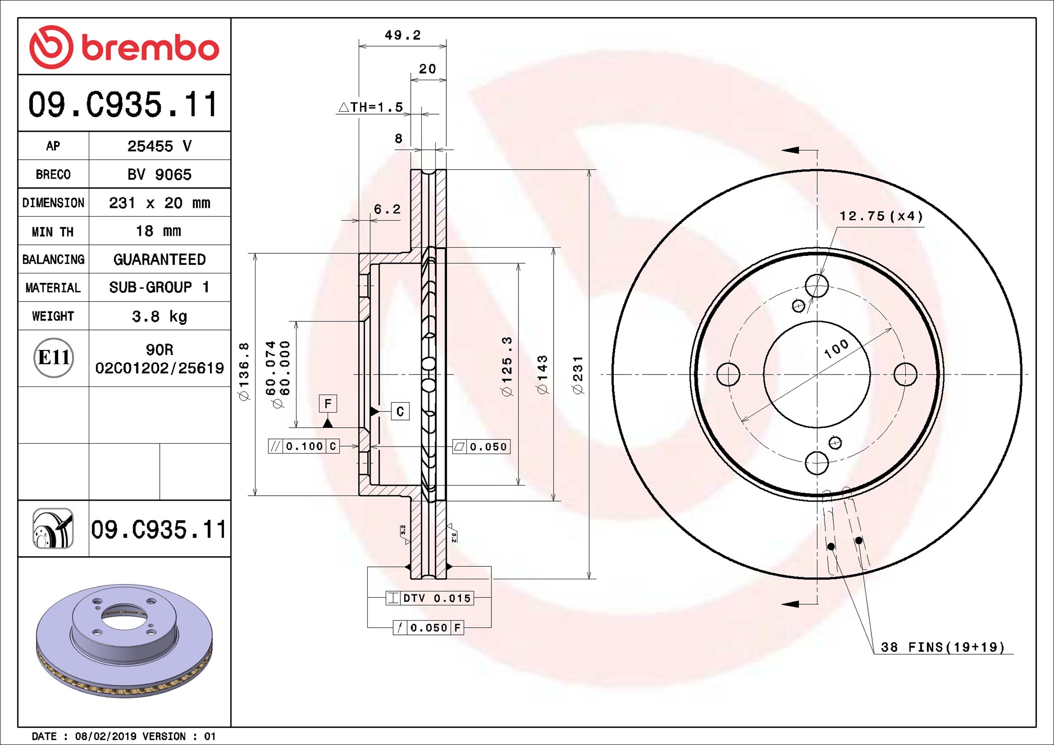 stabdžių diskas - 09.C935.11 BREMBO