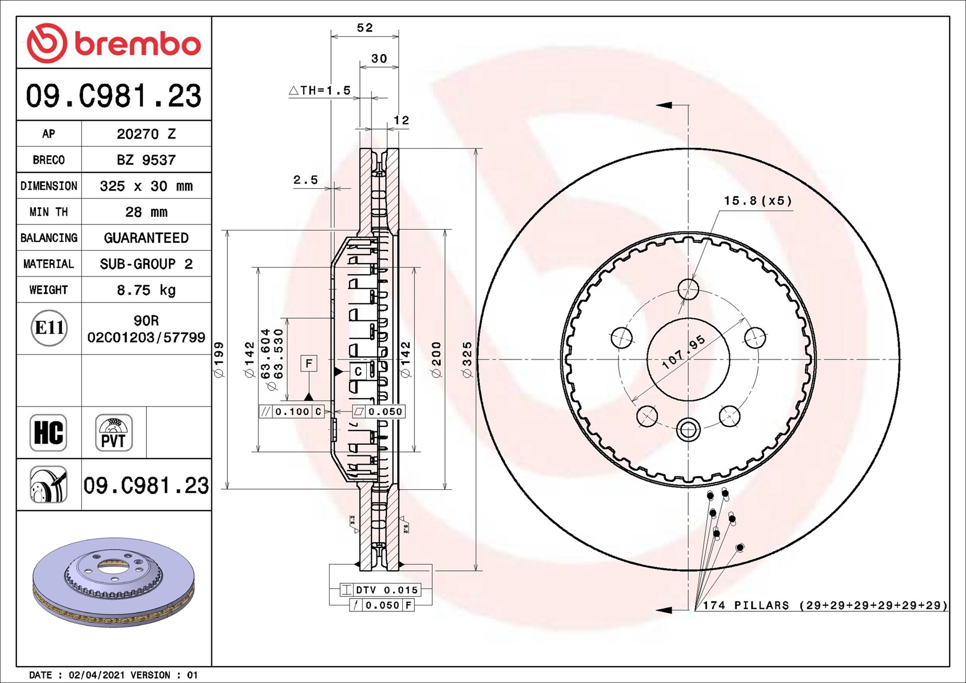 stabdžių diskas - 09.C981.23 BREMBO