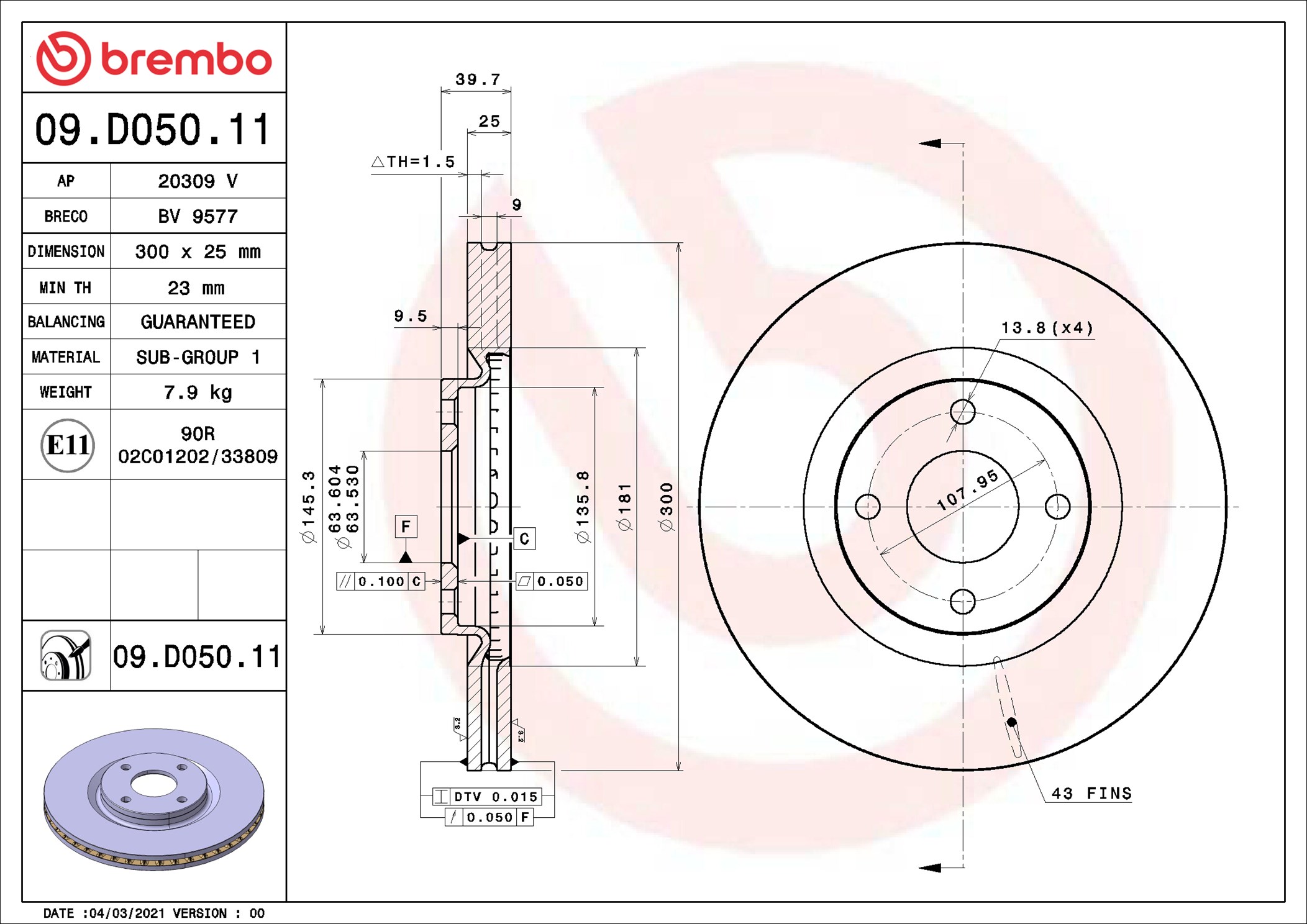 Discofreno - 09.D050.11 BREMBO