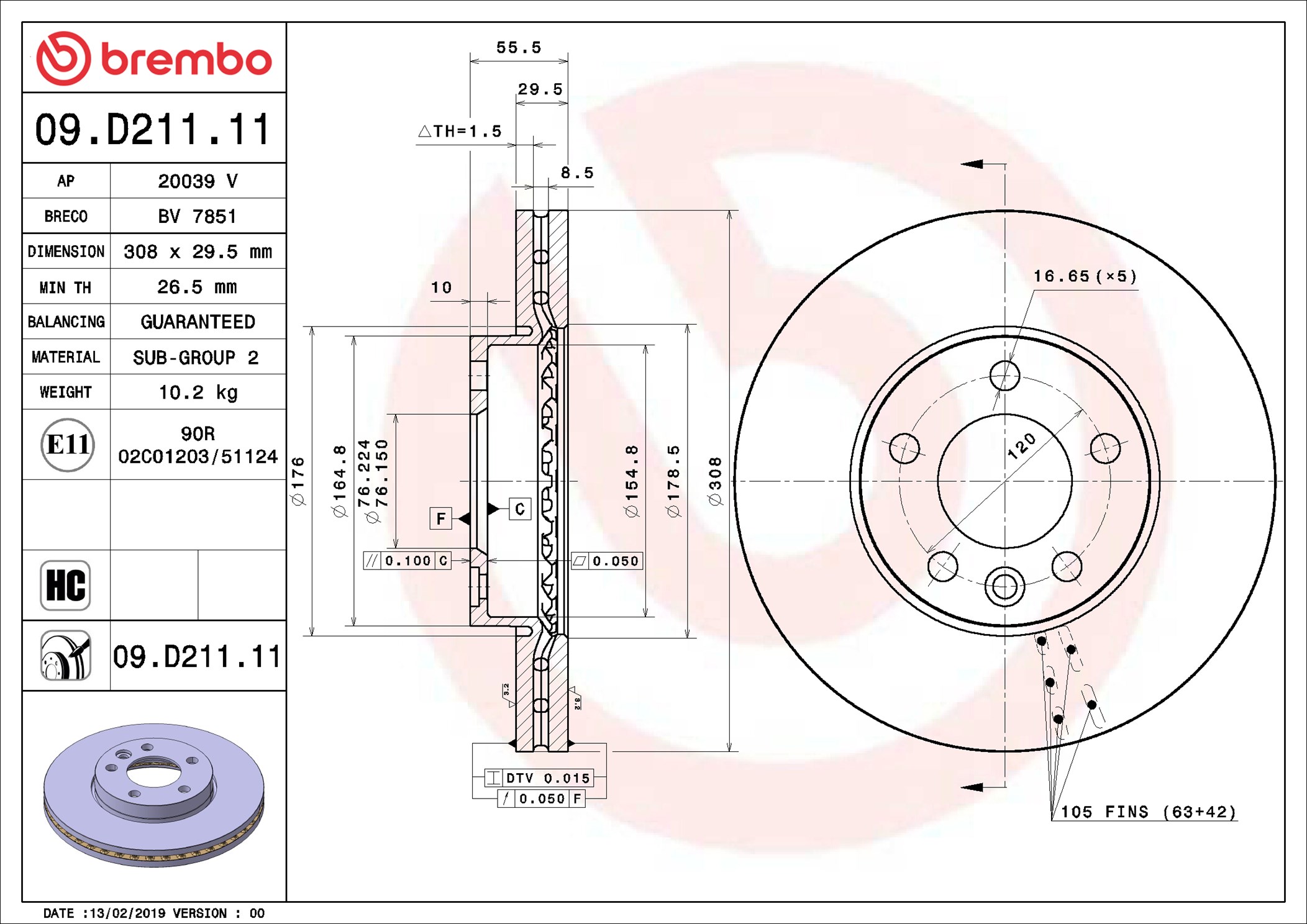 Discofreno - 09.D211.11 BREMBO